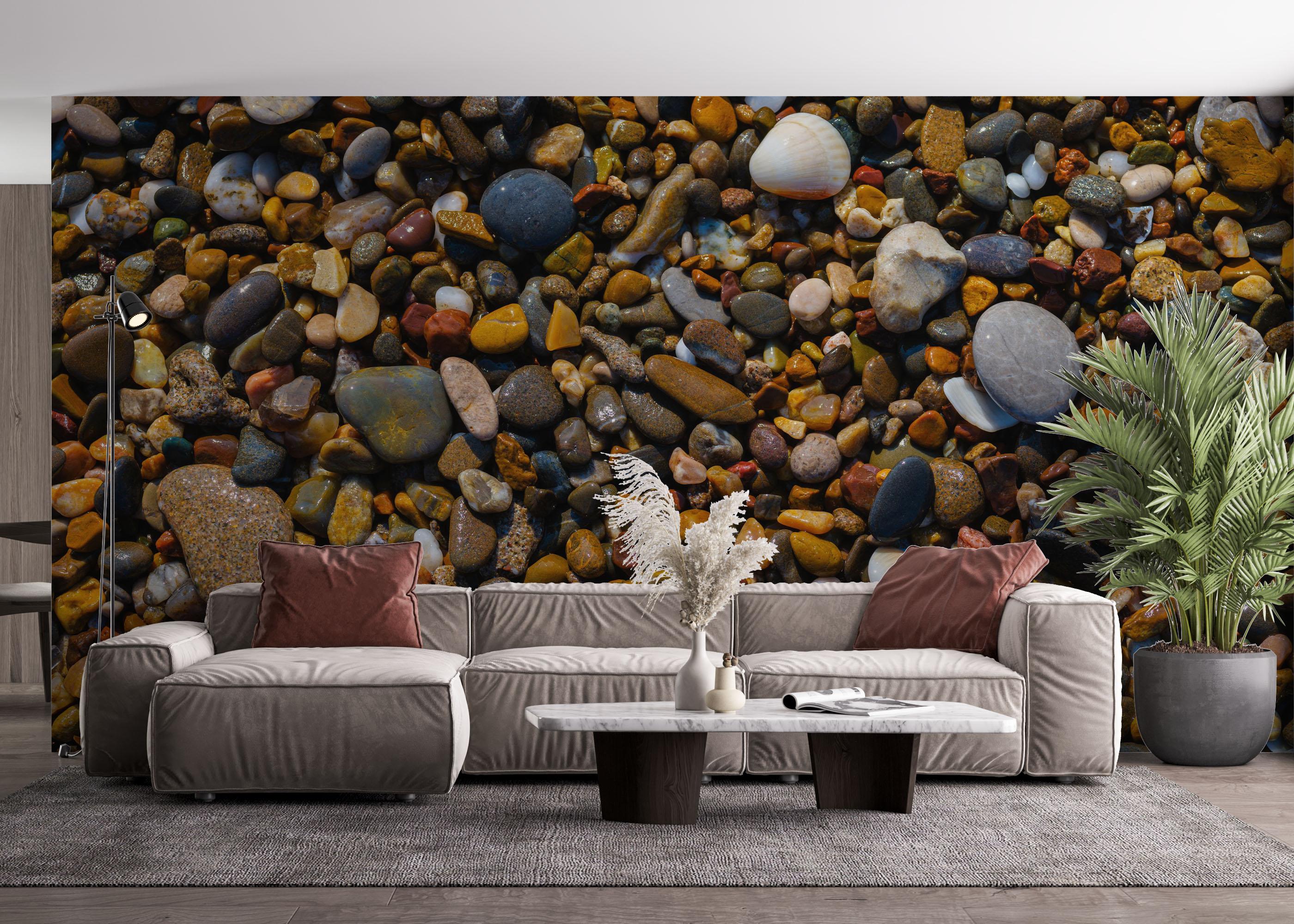 Fototapete Colored Pebbles Beach mockup 4