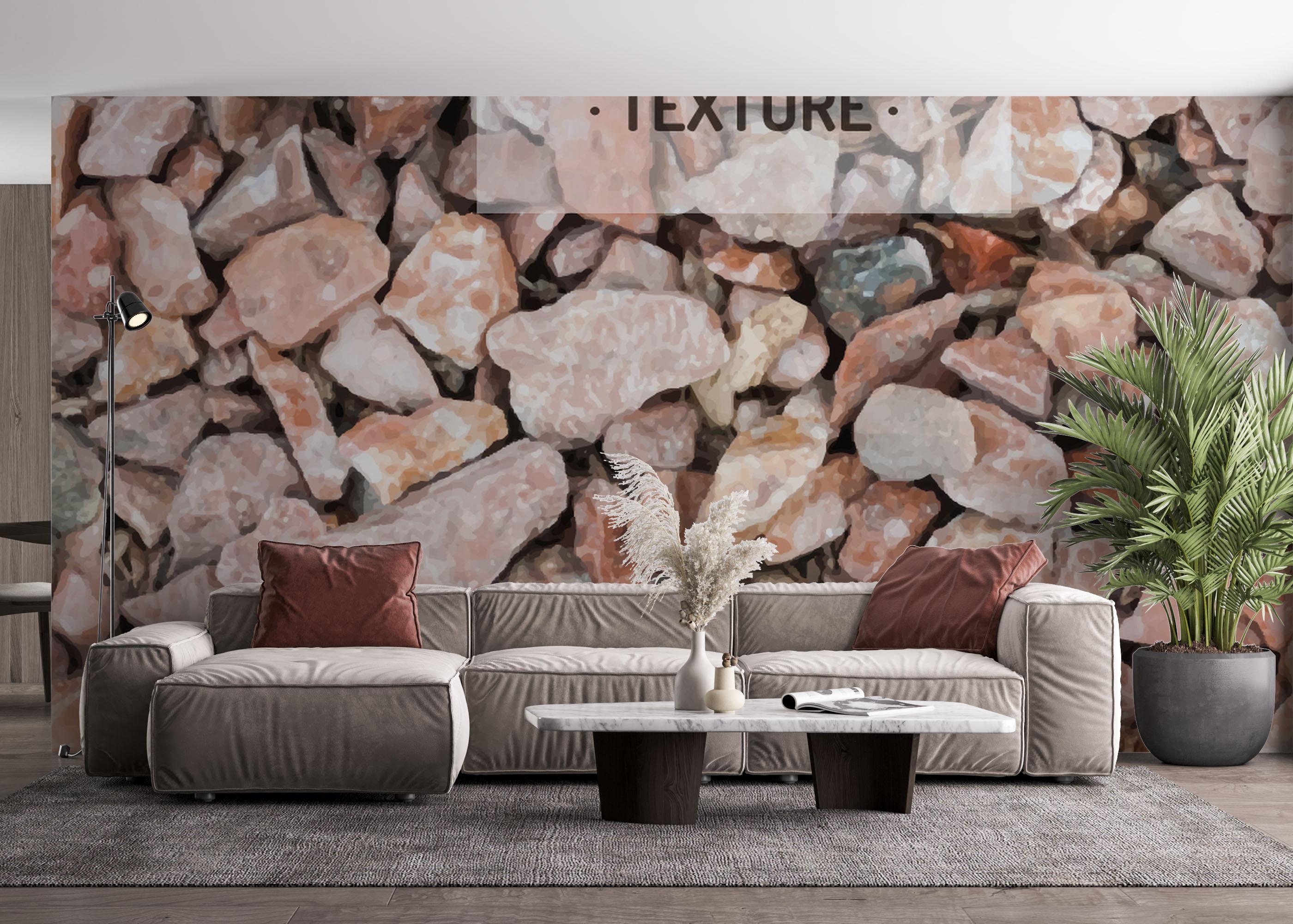 Fototapete Cream Orange Pebbles mockup 4