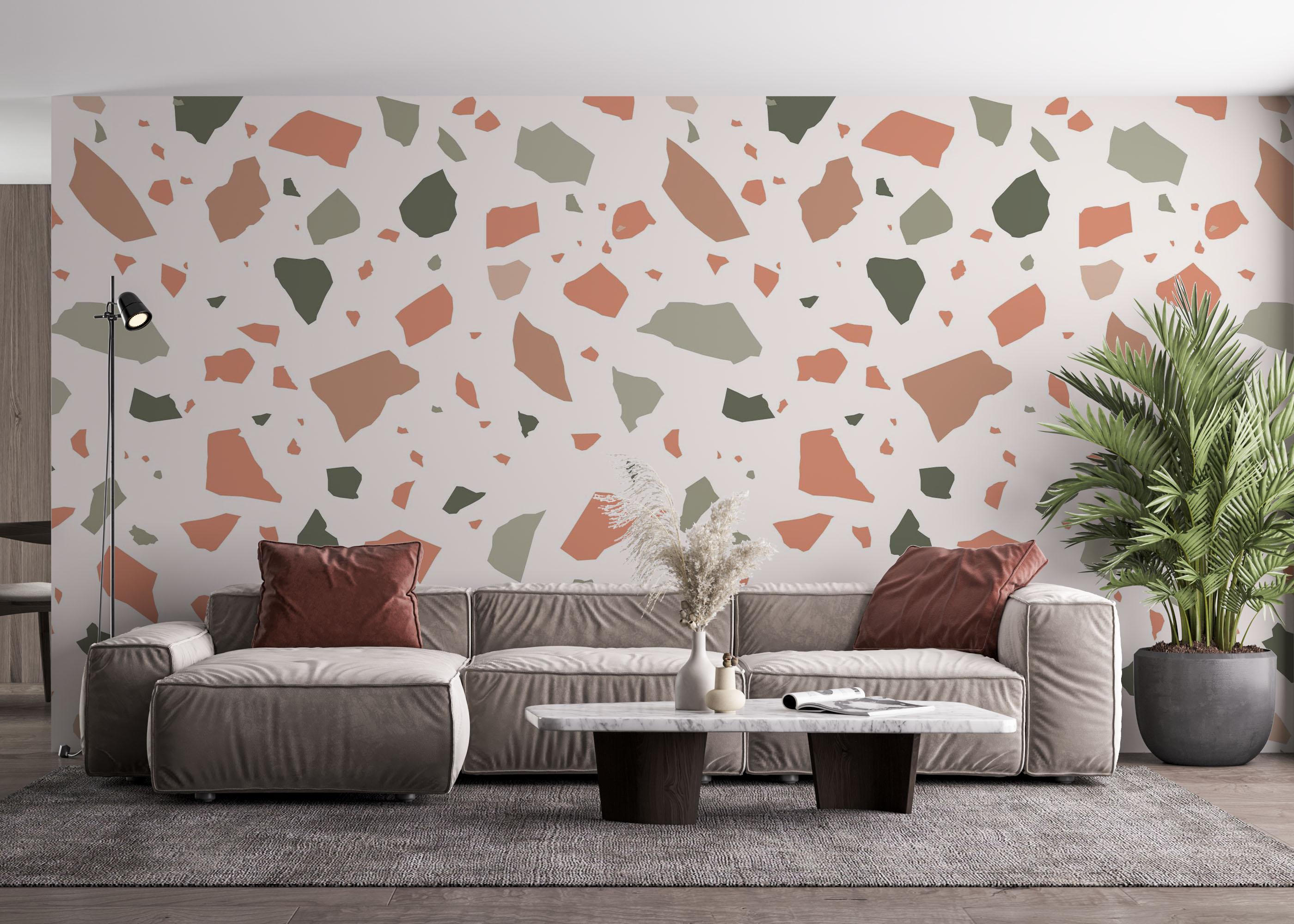 Fototapete Green Orange Pebbles mockup 4