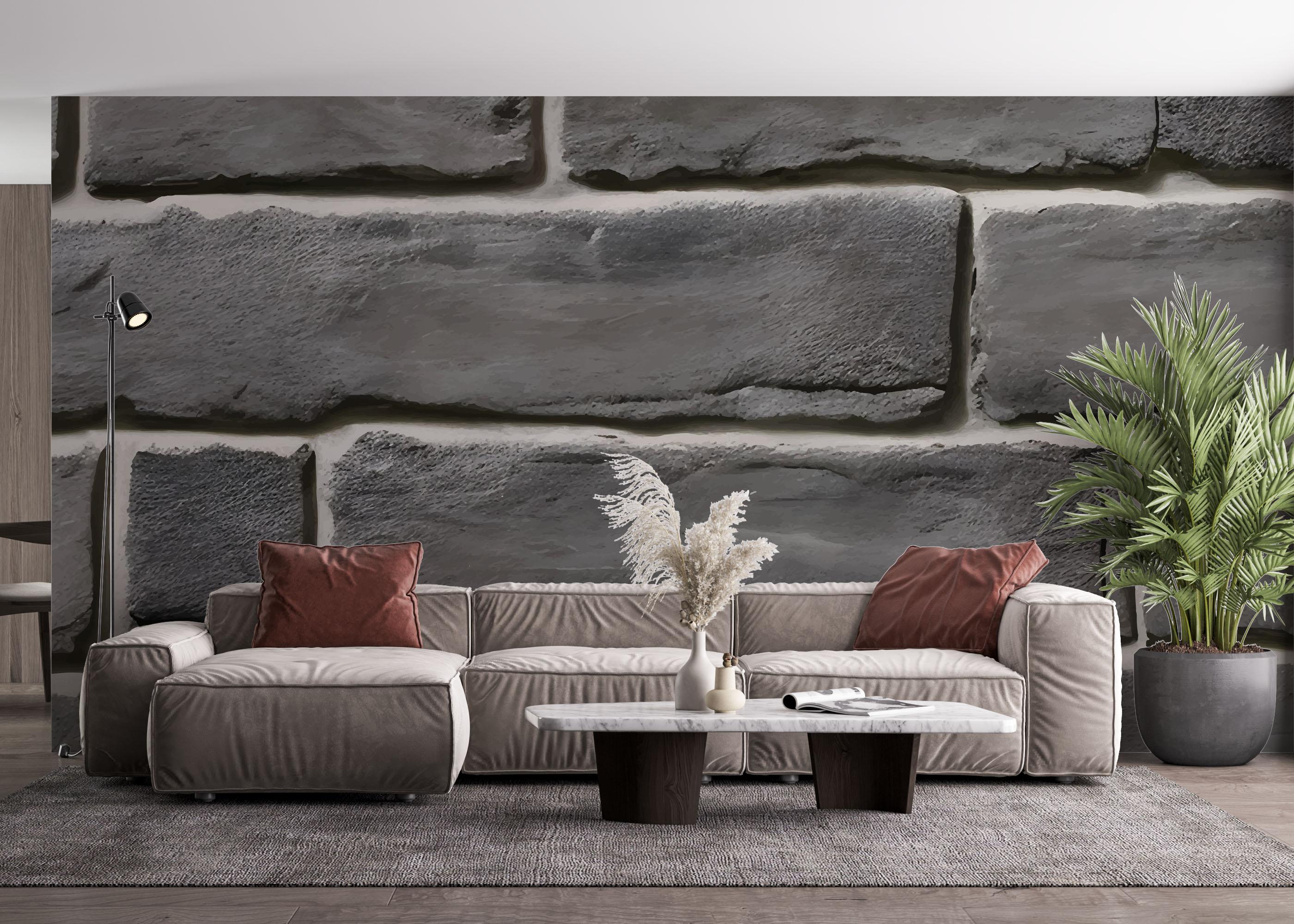 Fototapete Grey Rock Wall mockup 4