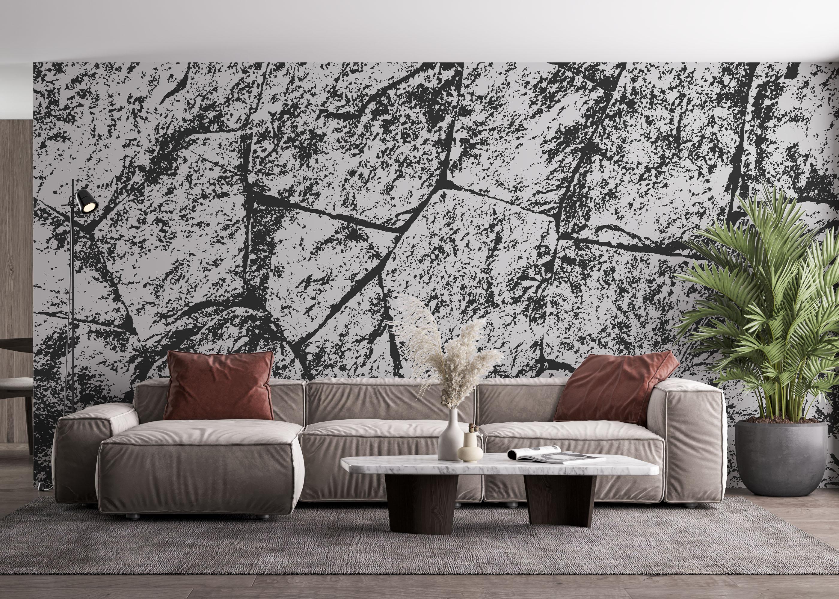 Fototapete Grey White Stone Wall mockup 4