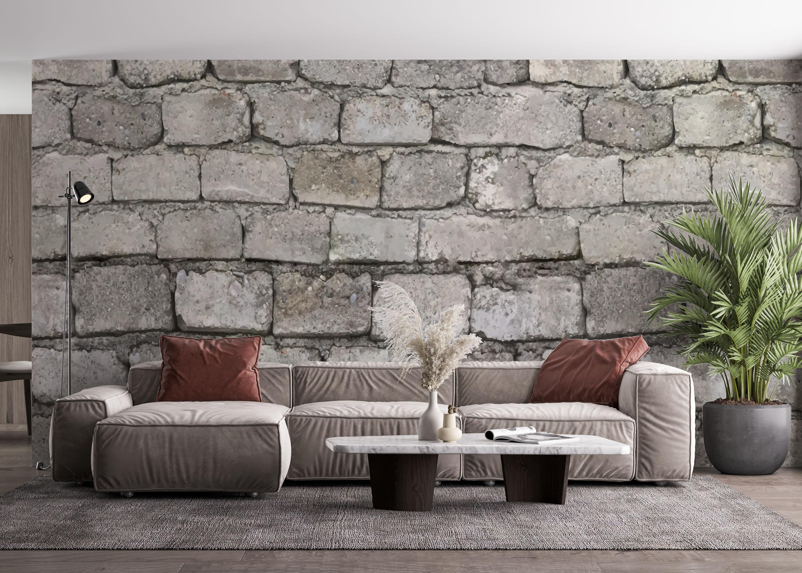 Fototapete Realistic Stone Brick mockup 4