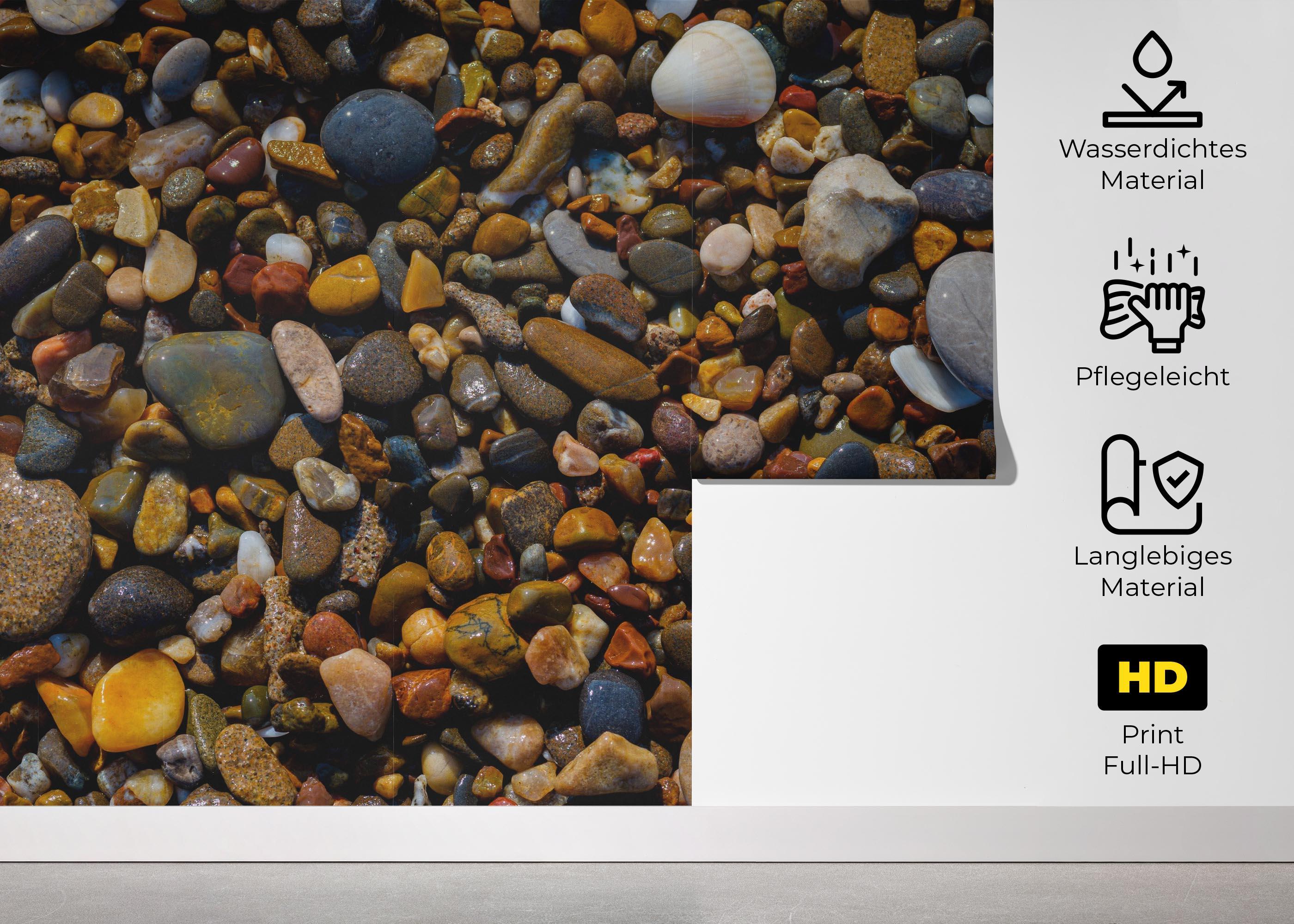 Fototapete Colored Pebbles Beach mockup 5