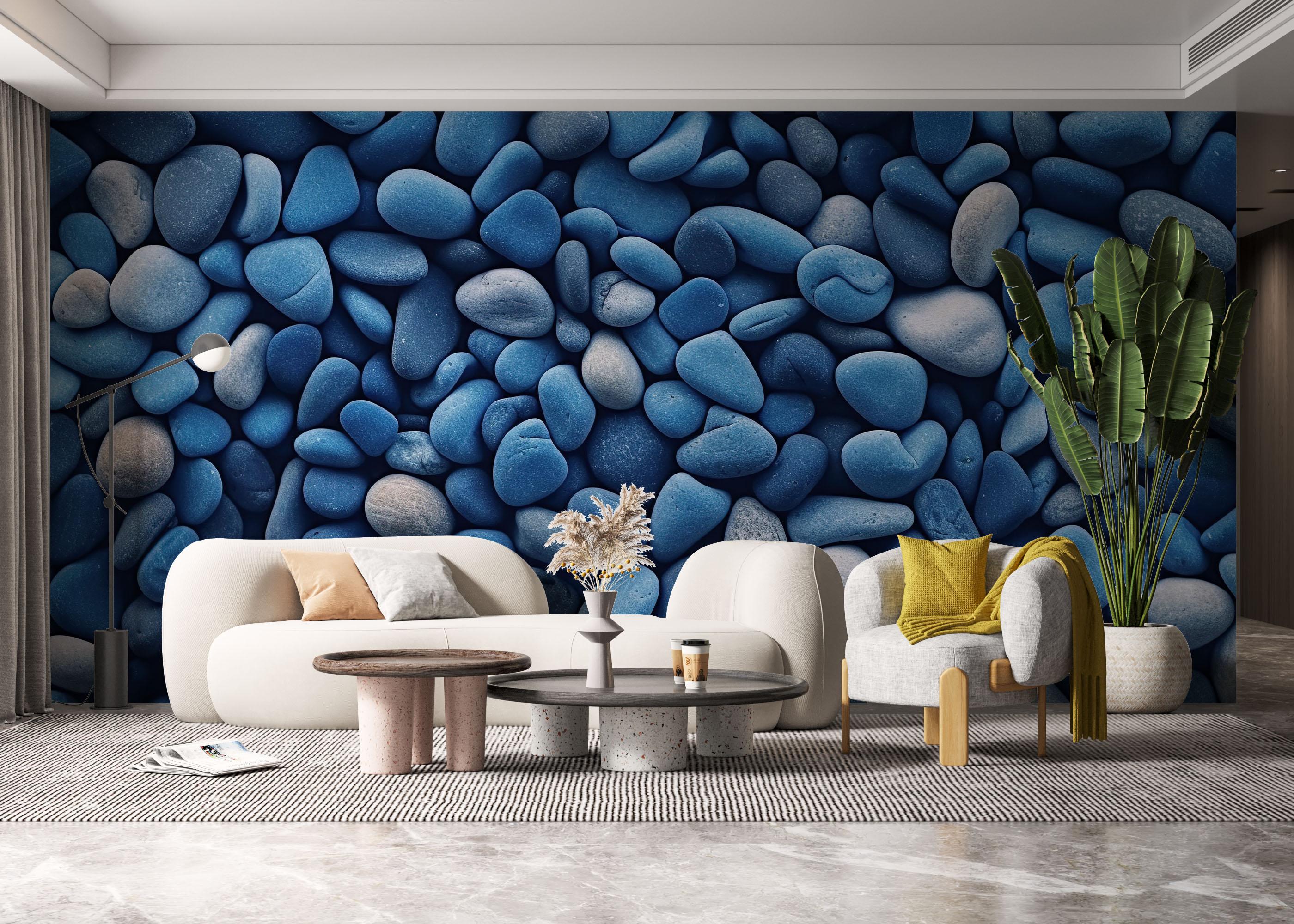 Fototapete Blue Pebbles View mockup 6