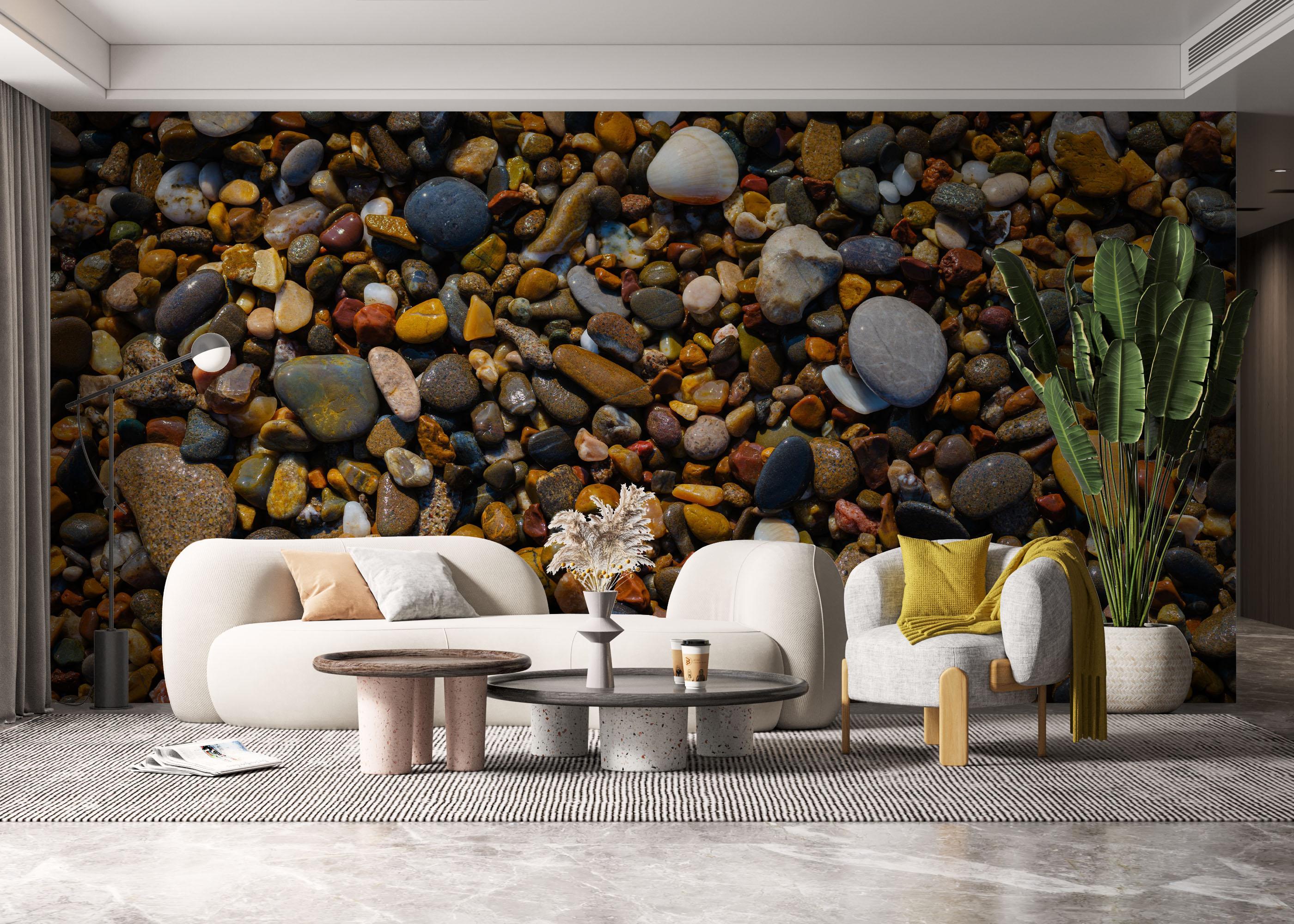 Fototapete Colored Pebbles Beach mockup 6