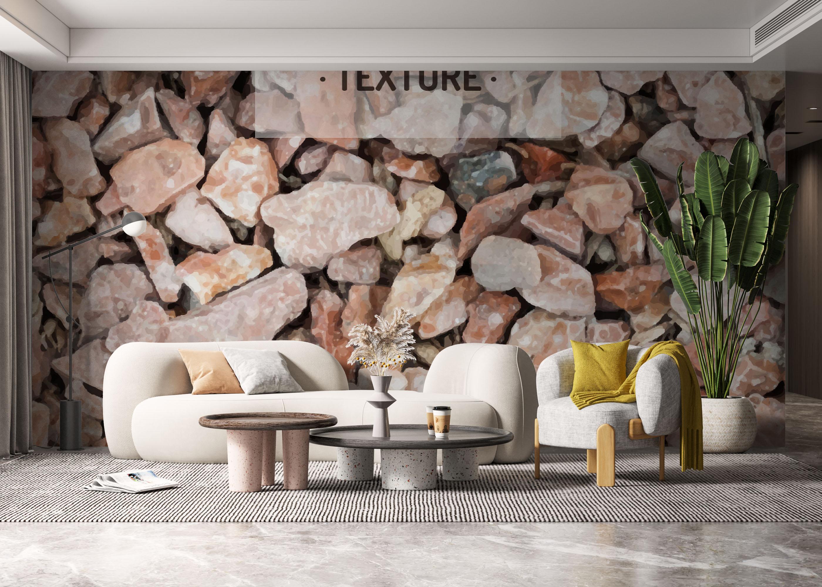 Fototapete Cream Orange Pebbles mockup 6