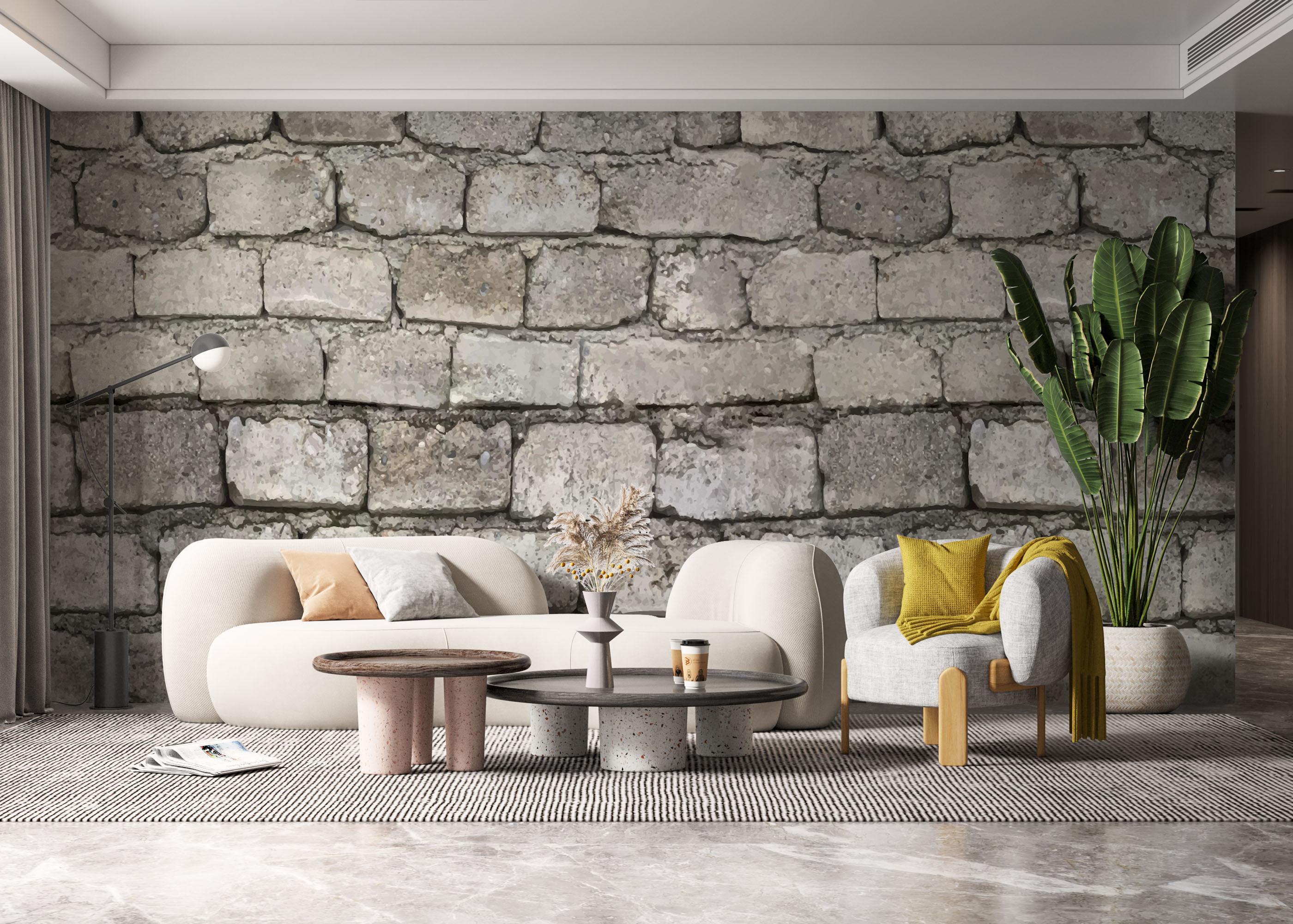 Fototapete Realistic Stone Brick mockup 6