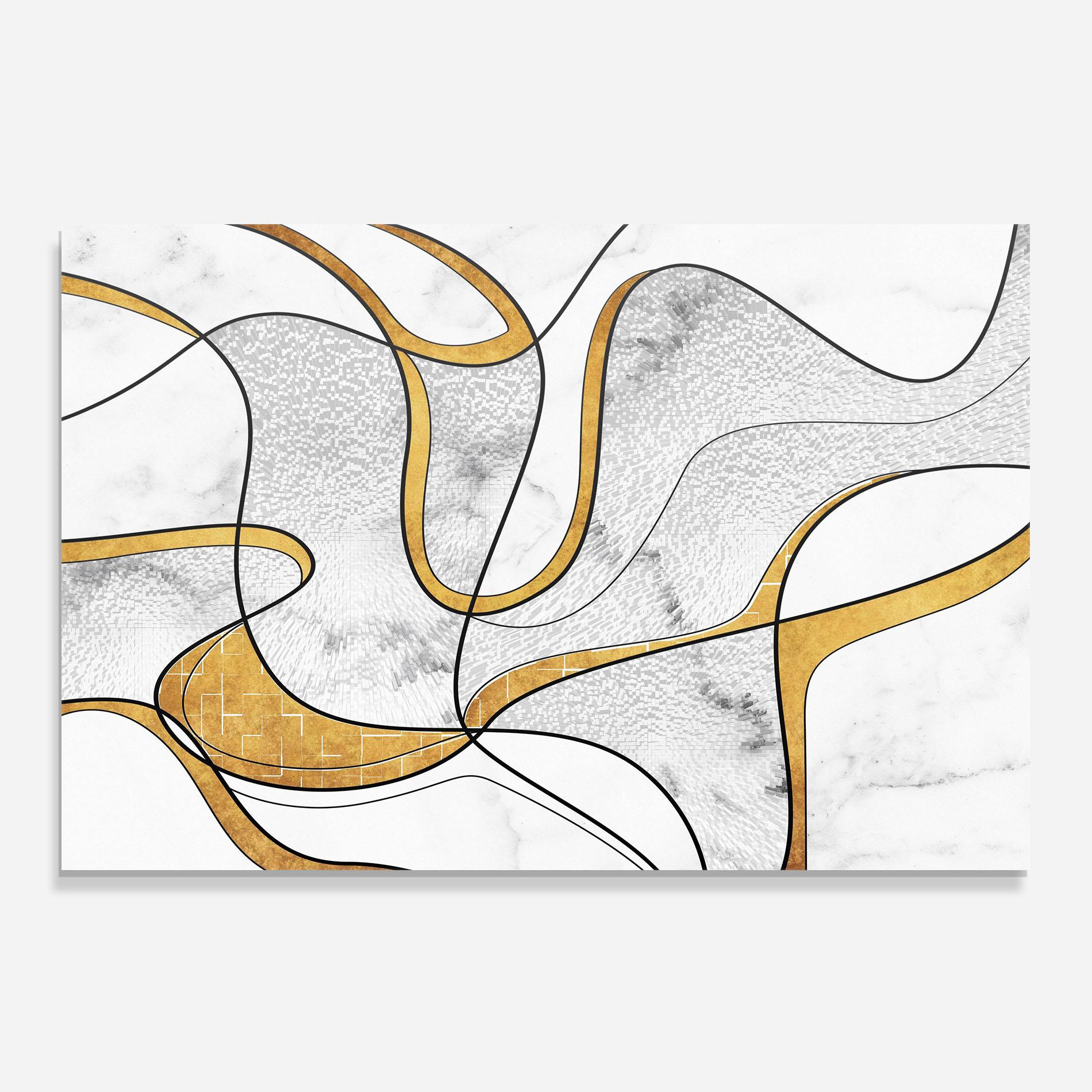 Küchenrückwand Glas Abstract Gold Lines mockup 0