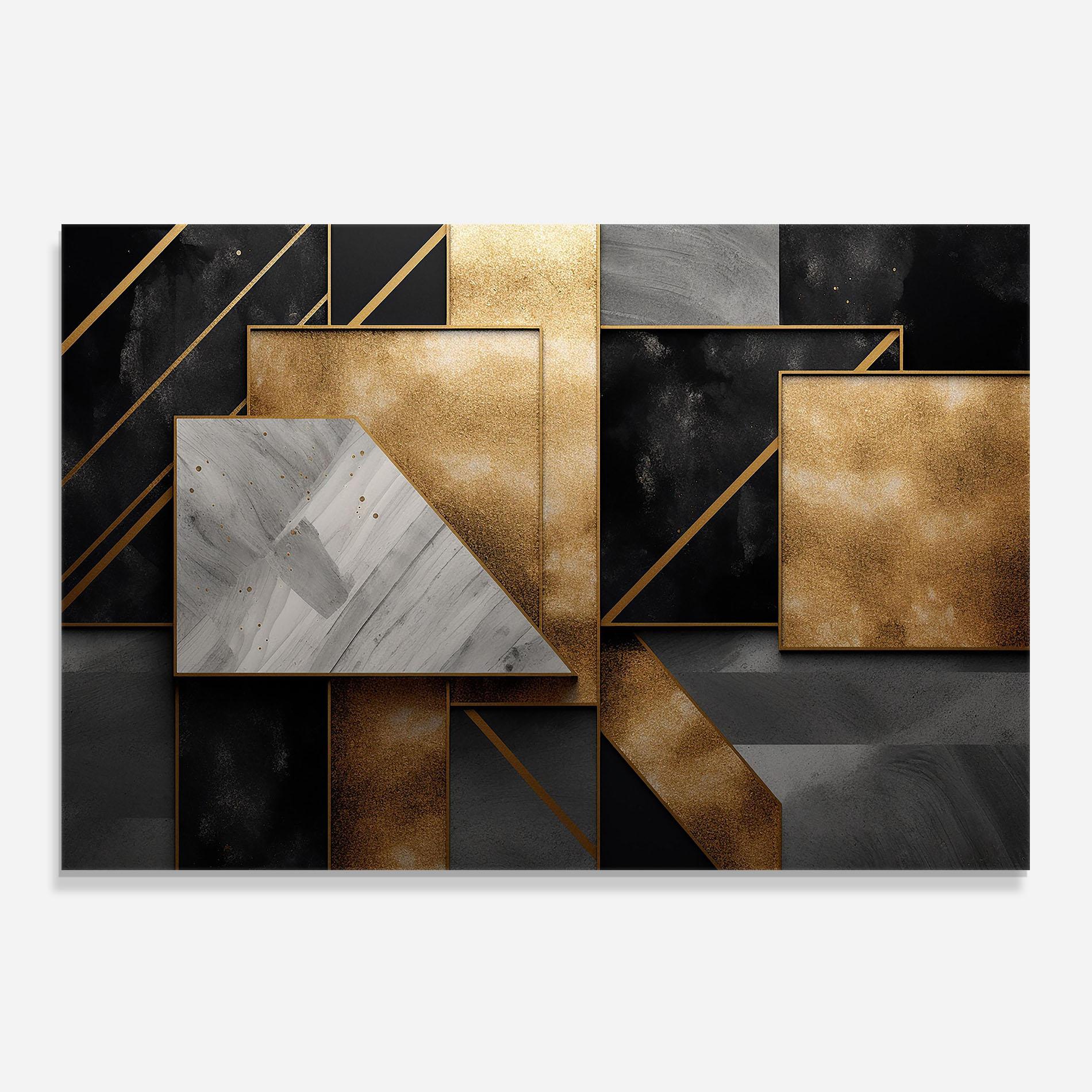 Küchenrückwand Glas Abstract Gold Square mockup 0
