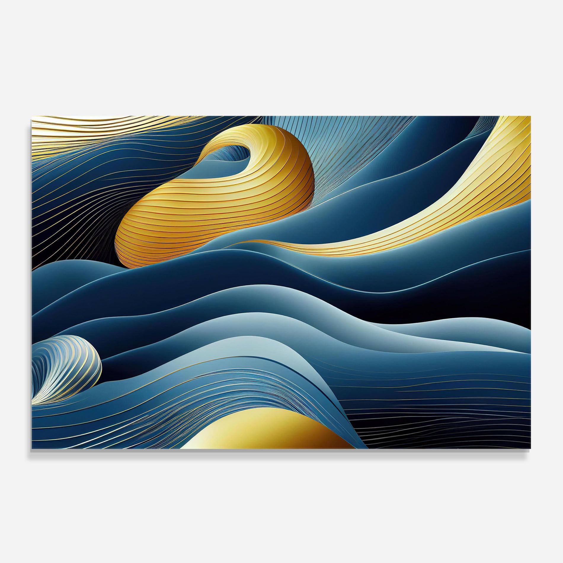 Blue And Gold Wavy Curves mockup 0