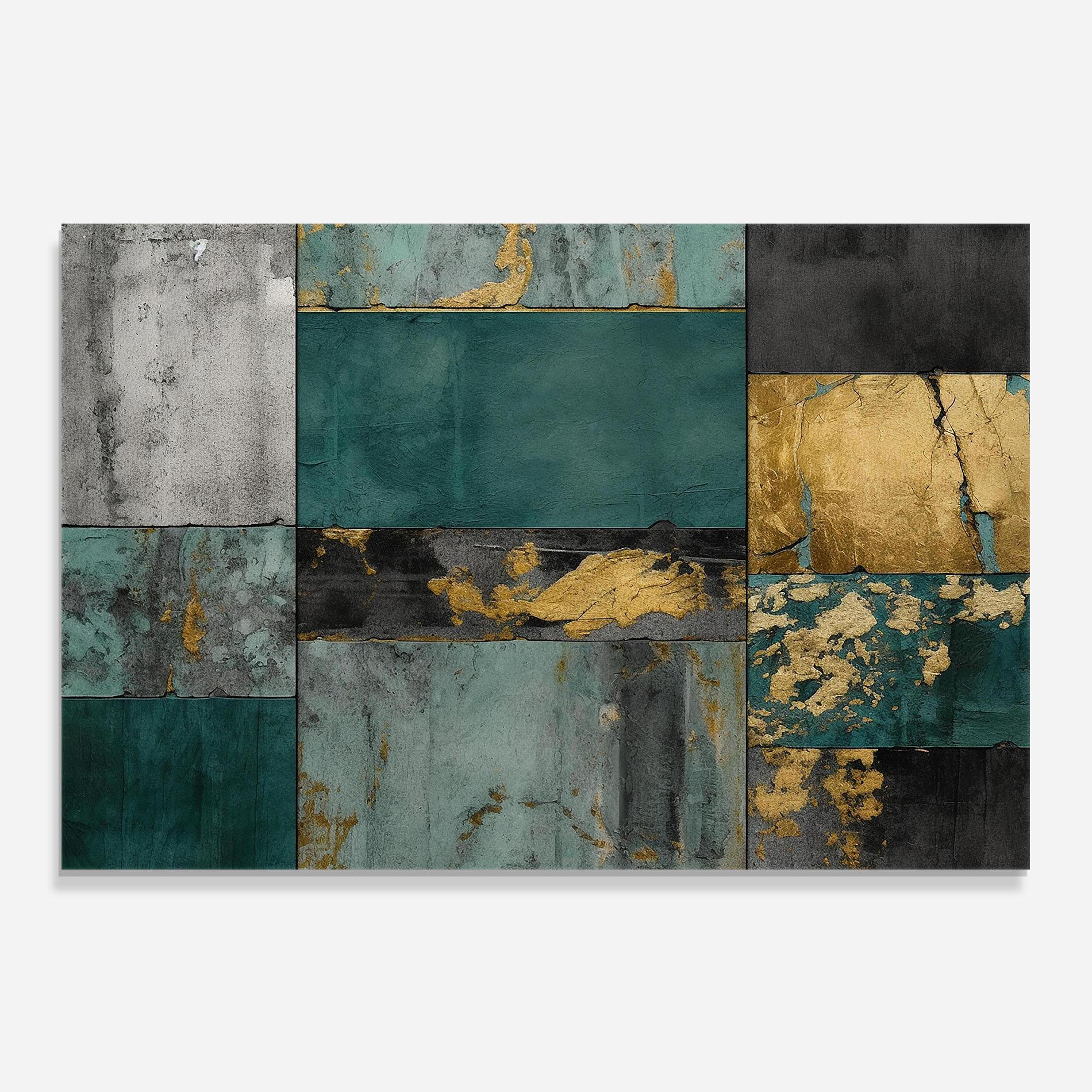 Küchenrückwand Glas Golden Green Painting mockup 0