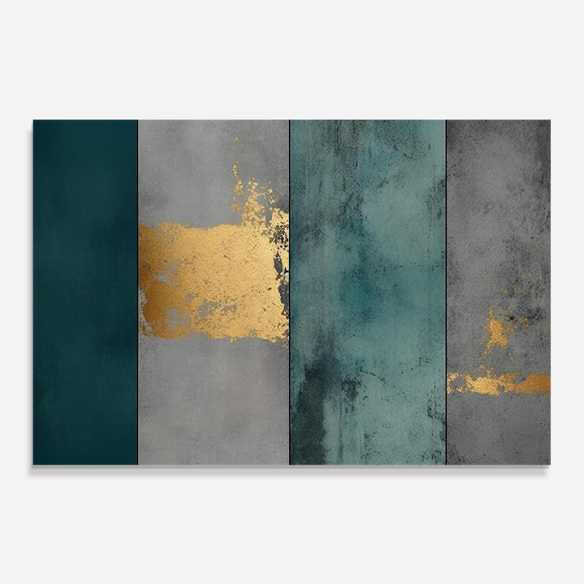 Küchenrückwand Glas Green Colors With Gold mockup 0