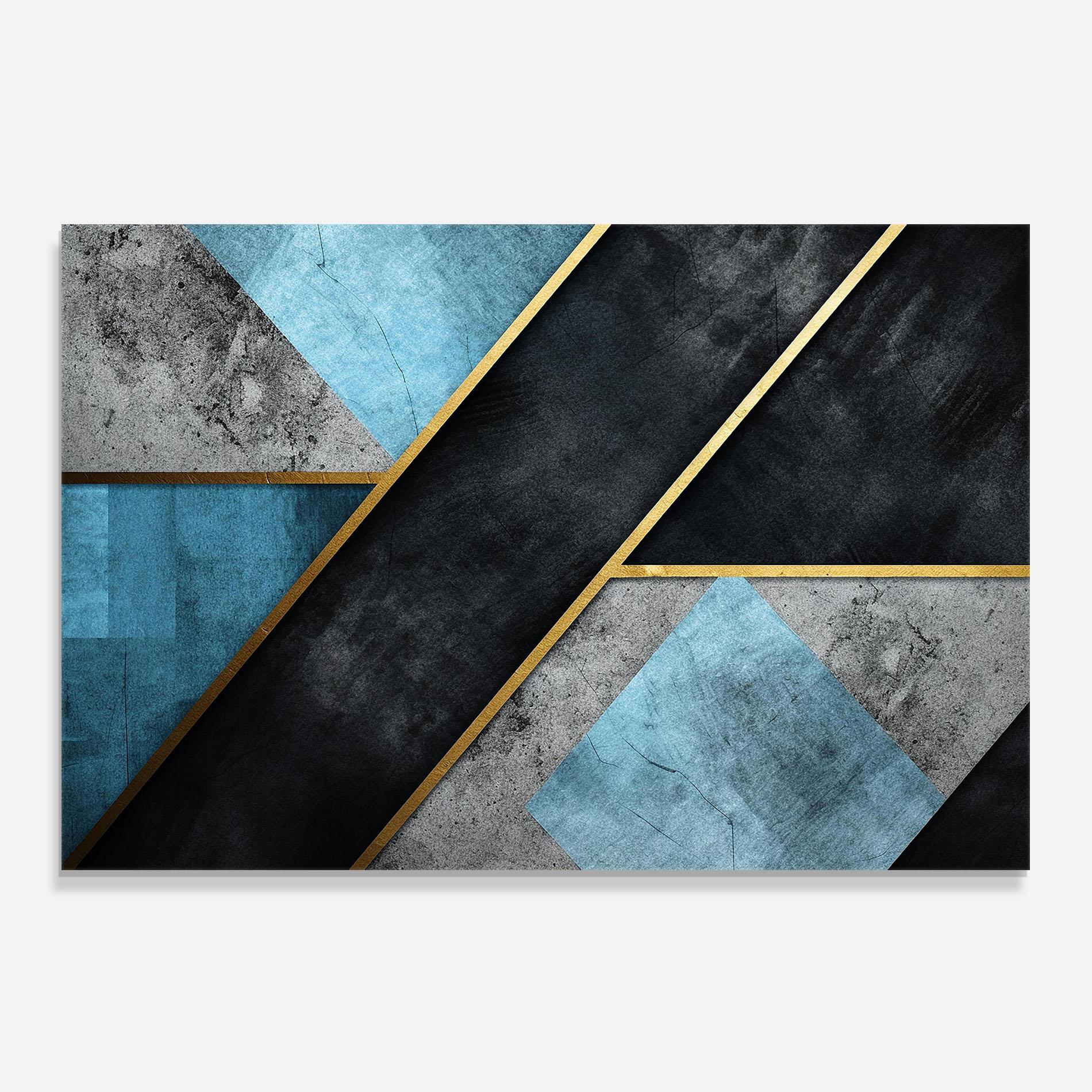 Küchenrückwand Glas Grey With Blue Painting mockup 0