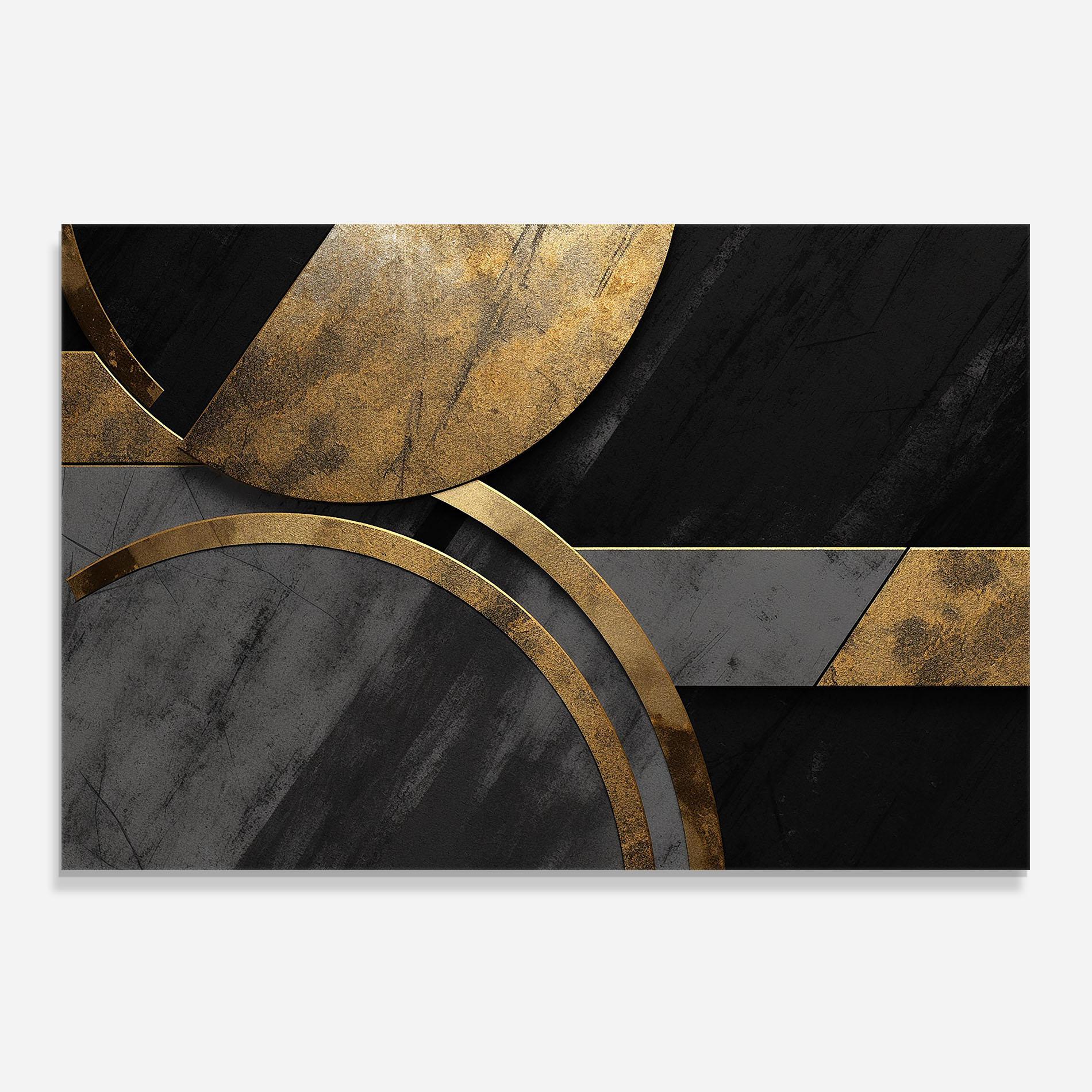 Küchenrückwand Glas Grey With Gold Painting mockup 0