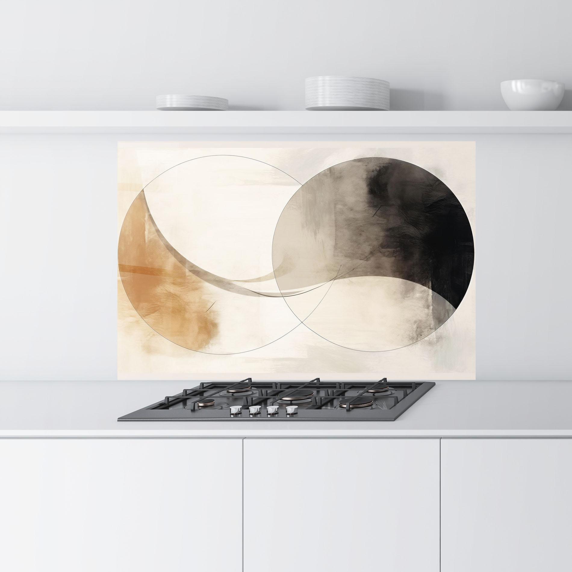 Küchenrückwand Glas Abstract Circle Painting mockup 9