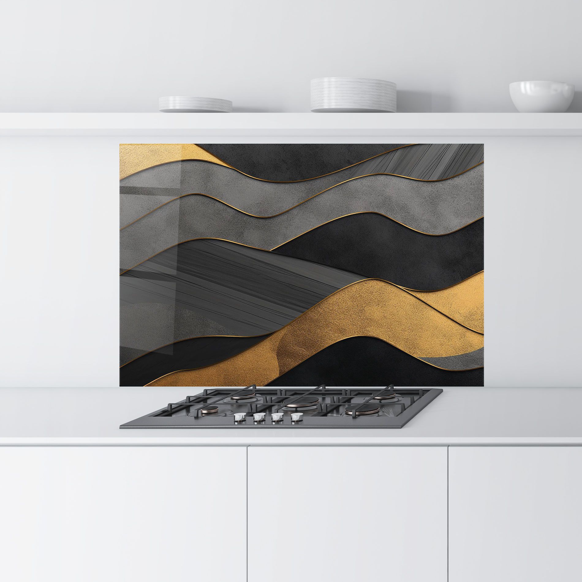 Abstract Gold And Grey Waves mockup 9