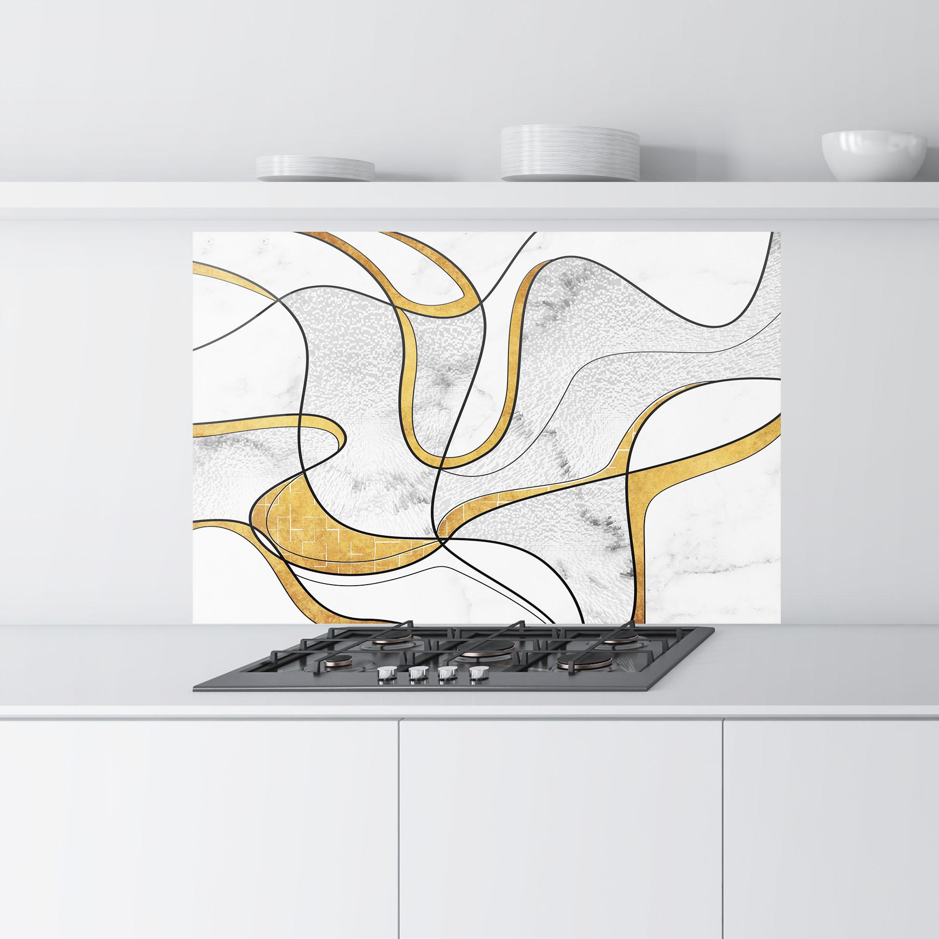 Küchenrückwand Glas Abstract Gold Lines mockup 9