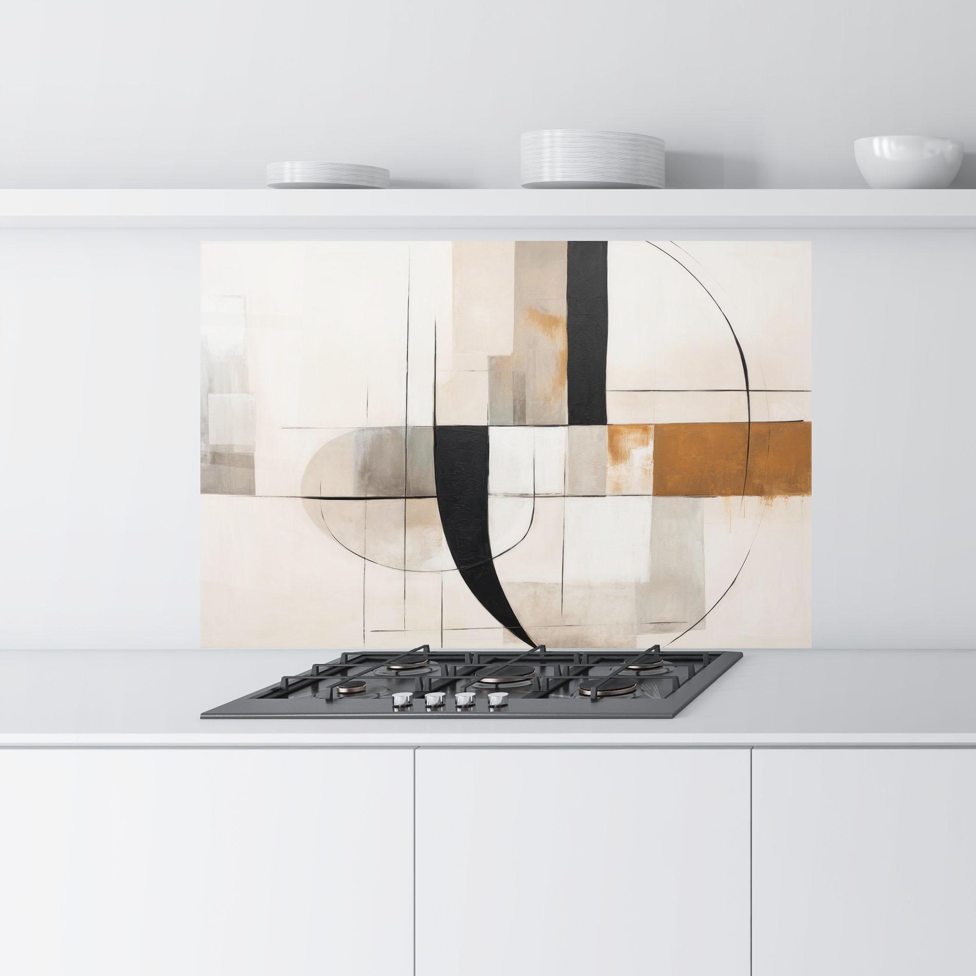 Küchenrückwand Glas Black Abstract Lines mockup 9
