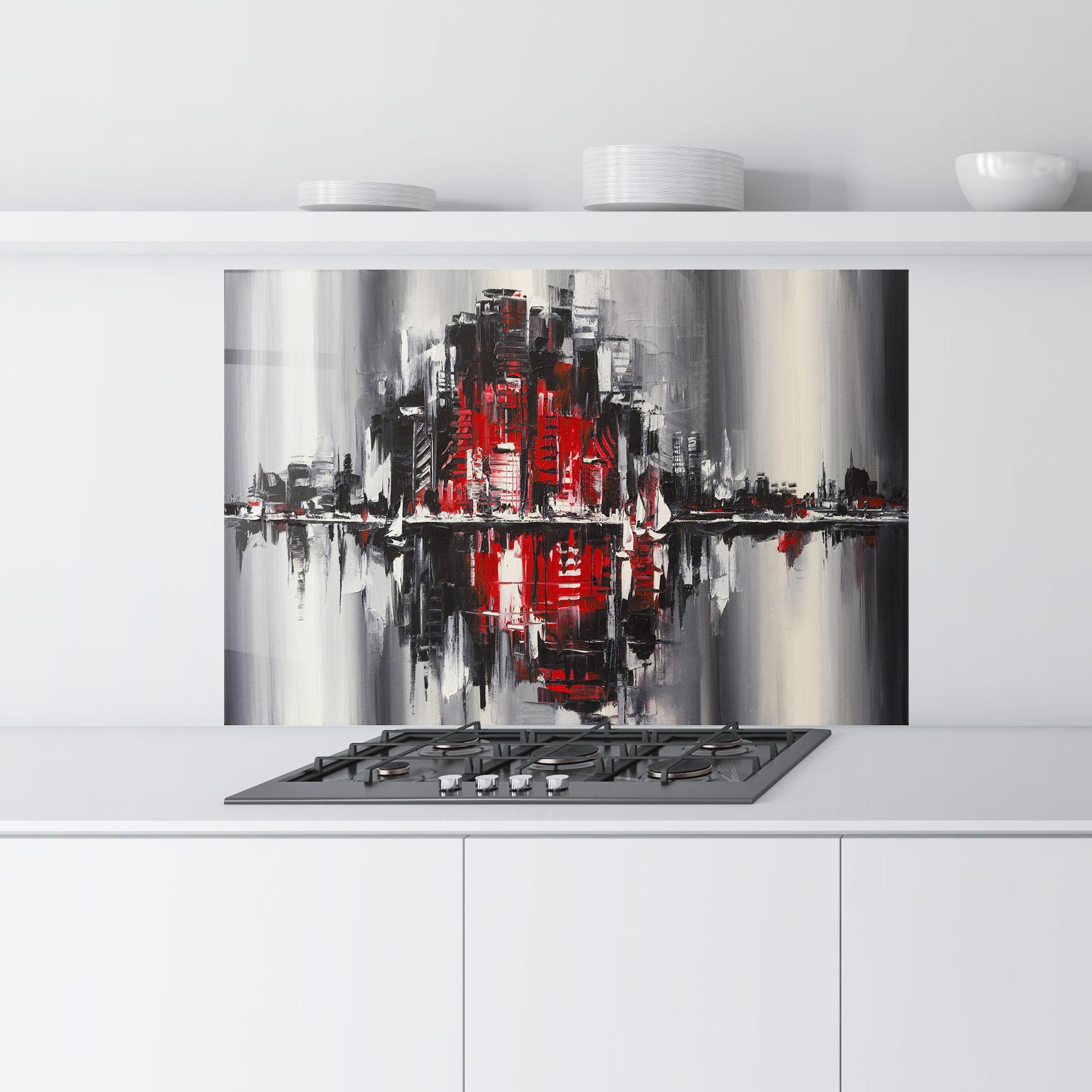 Küchenrückwand Glas Cityscape mockup 9