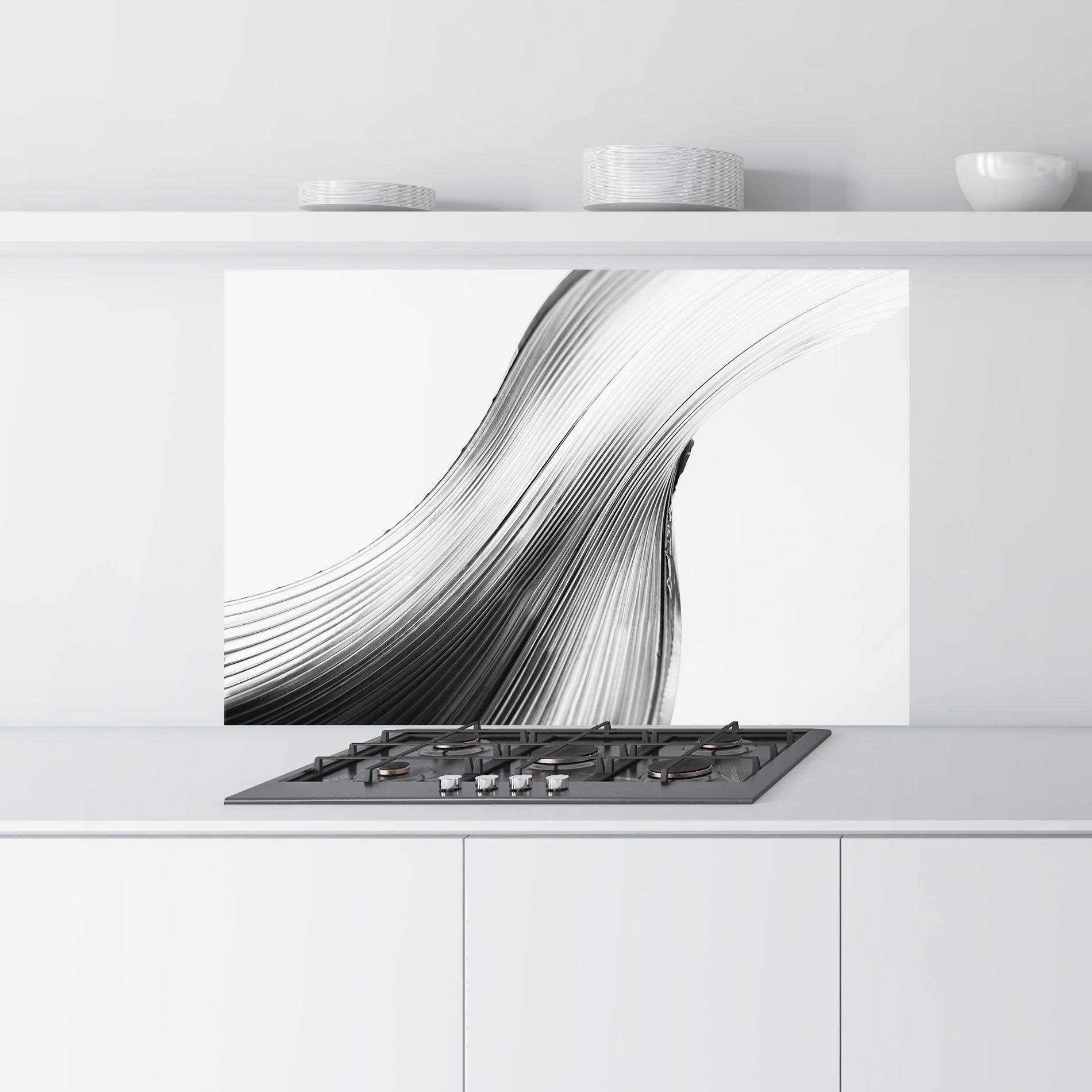 Küchenrückwand Glas Monochrome Wave mockup 9