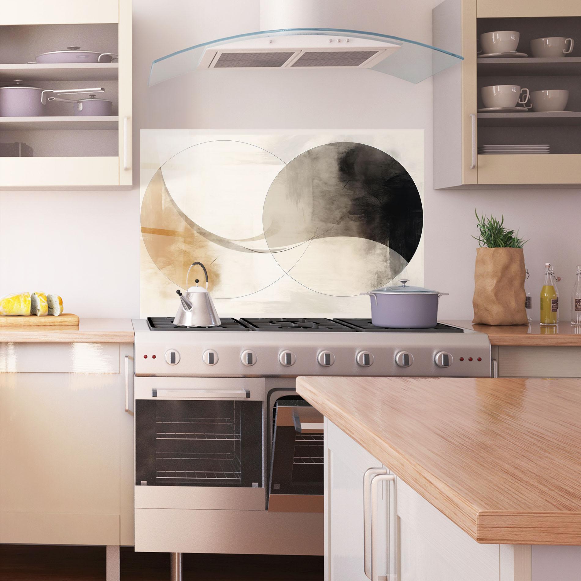 Küchenrückwand Glas Abstract Circle Painting mockup 1