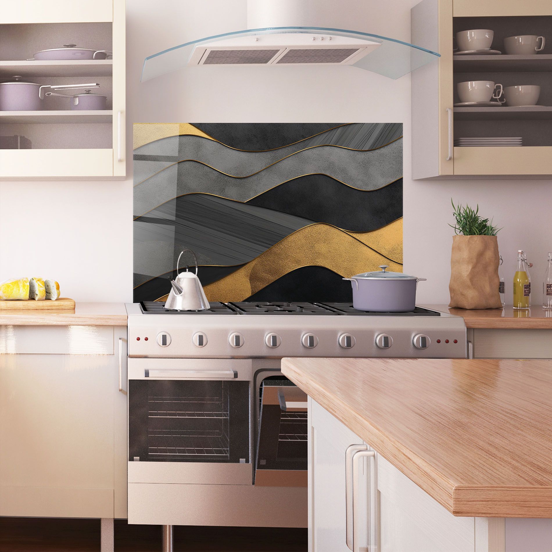 Abstract Gold And Grey Waves mockup 1