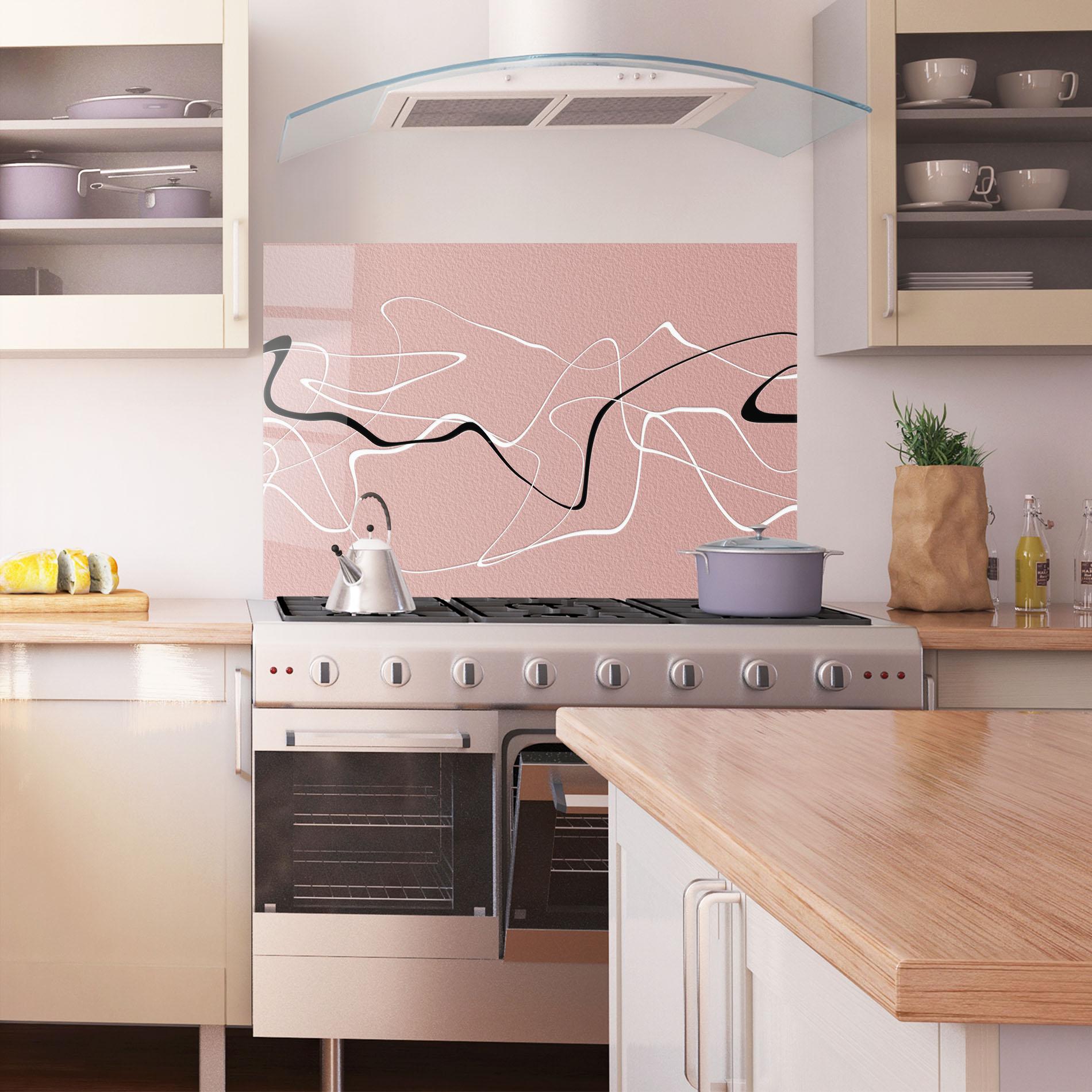 Küchenrückwand Glas Abstract Pink Painting mockup 1