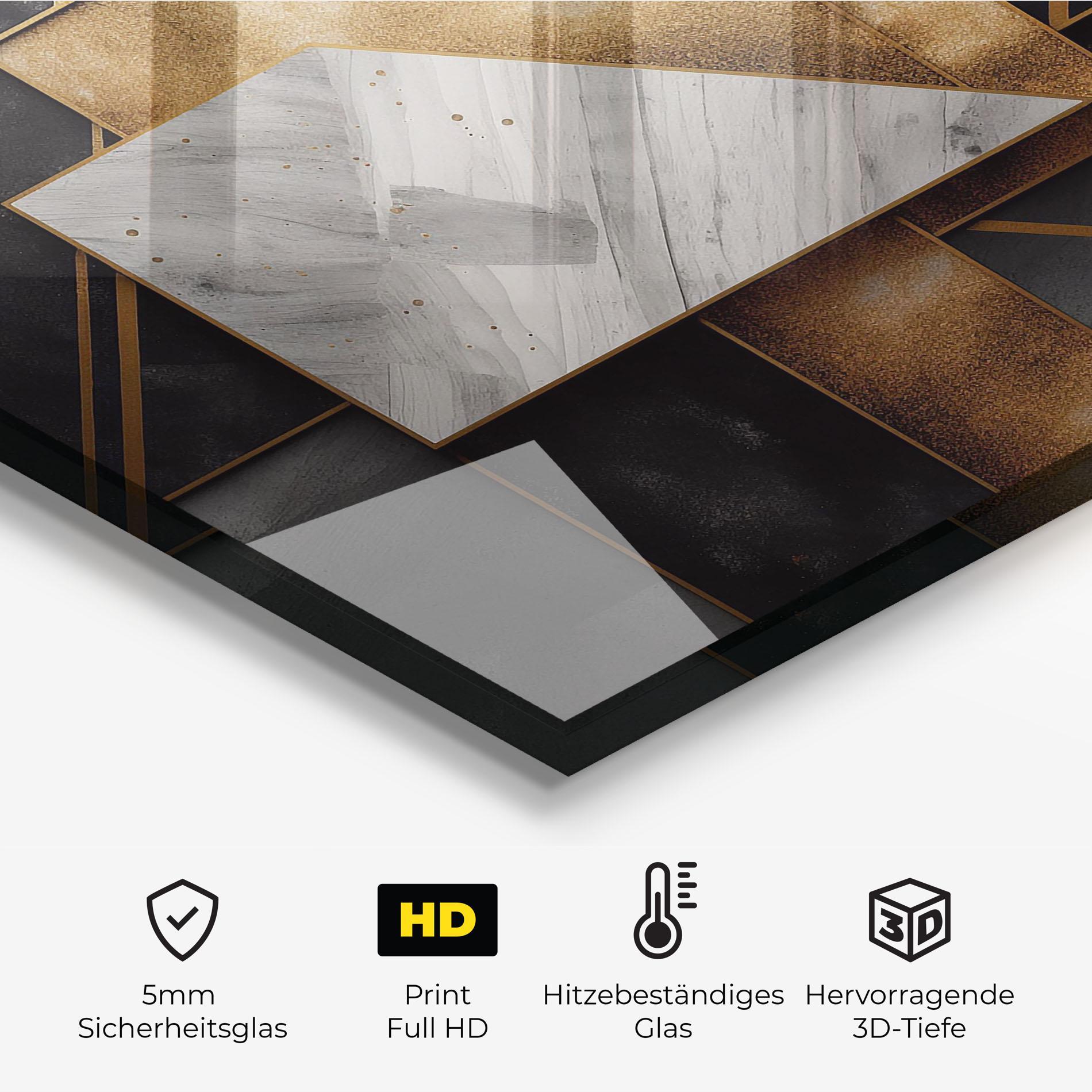 Küchenrückwand Glas Abstract Gold Square mockup 2