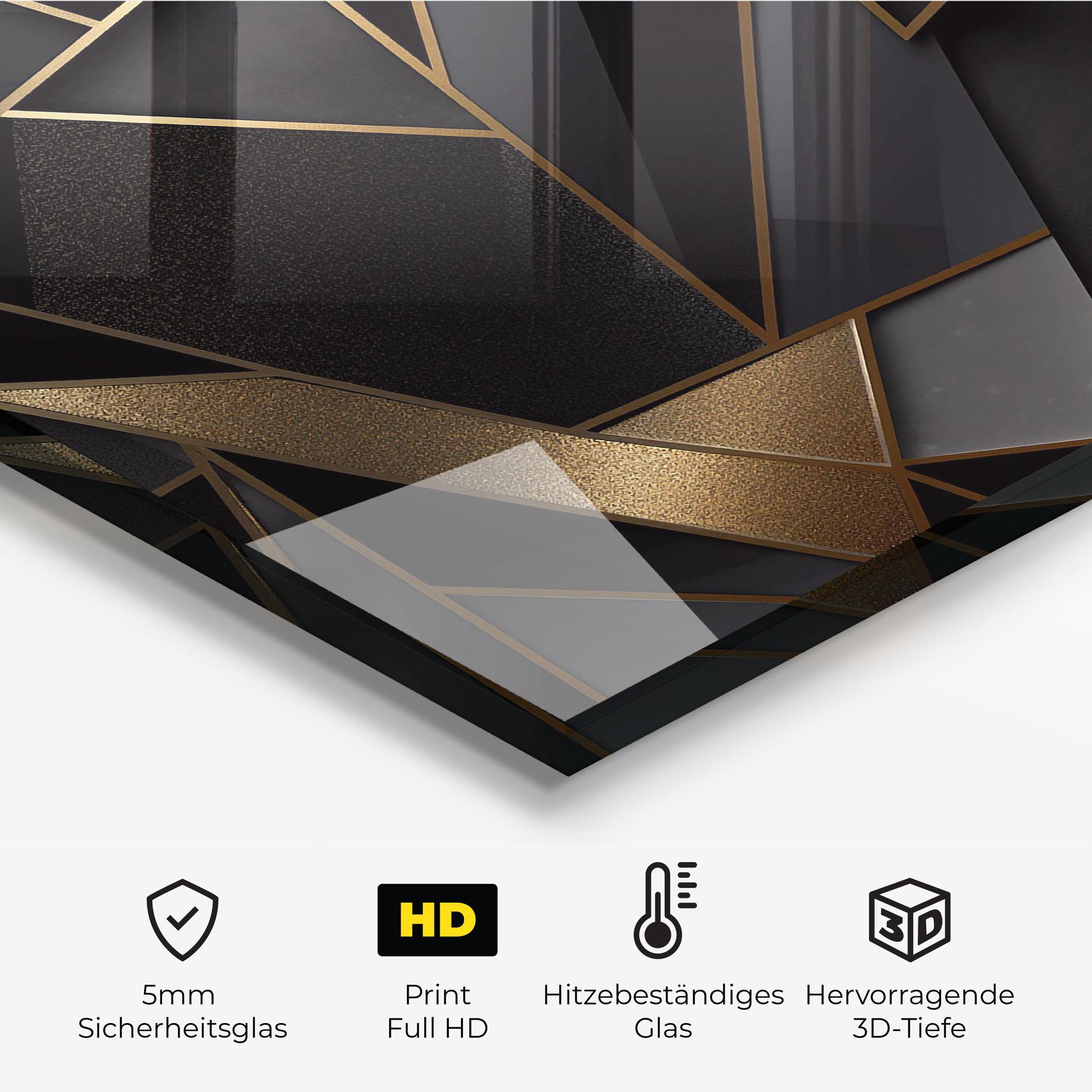 Küchenrückwand Glas Abstract Golden Art mockup 2