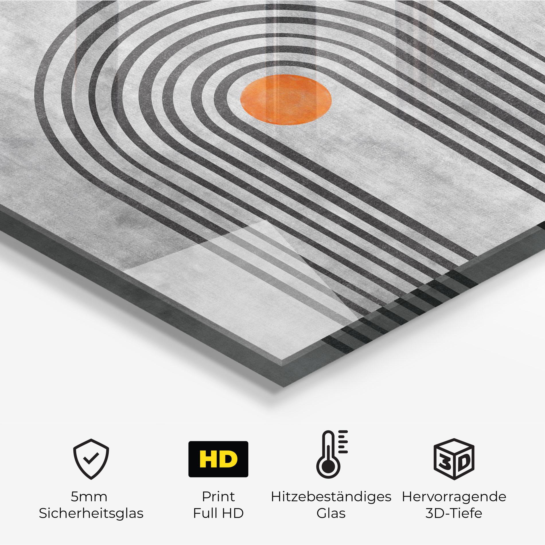 Küchenrückwand Glas Abstract Orange Circles mockup 2