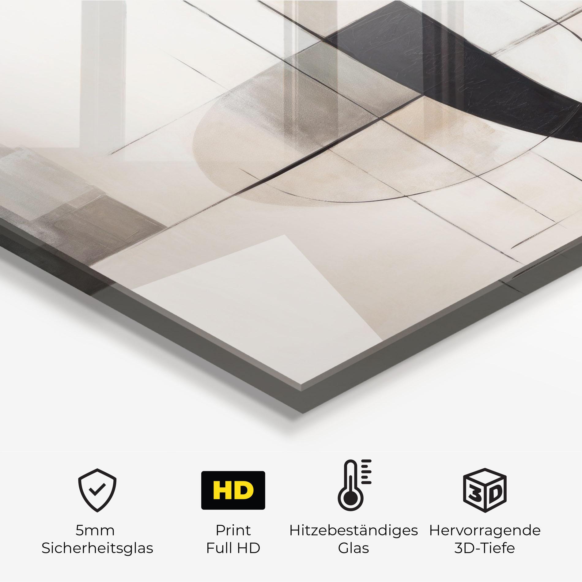 Küchenrückwand Glas Black Abstract Lines mockup 2