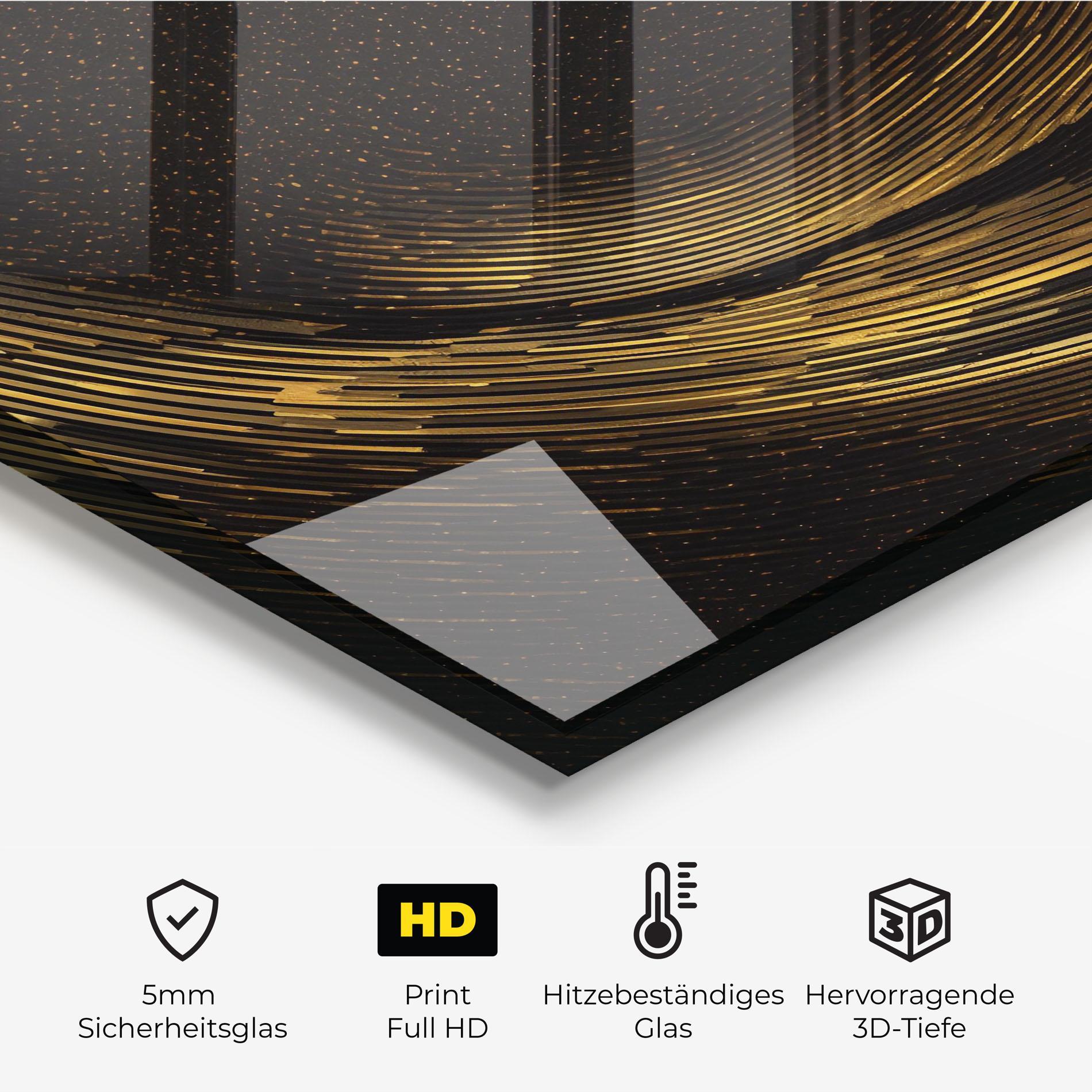 Küchenrückwand Glas Black Painting With Gold mockup 2