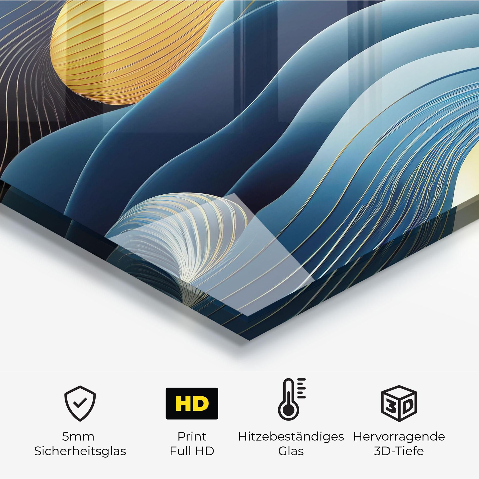 Blue And Gold Wavy Curves mockup 2