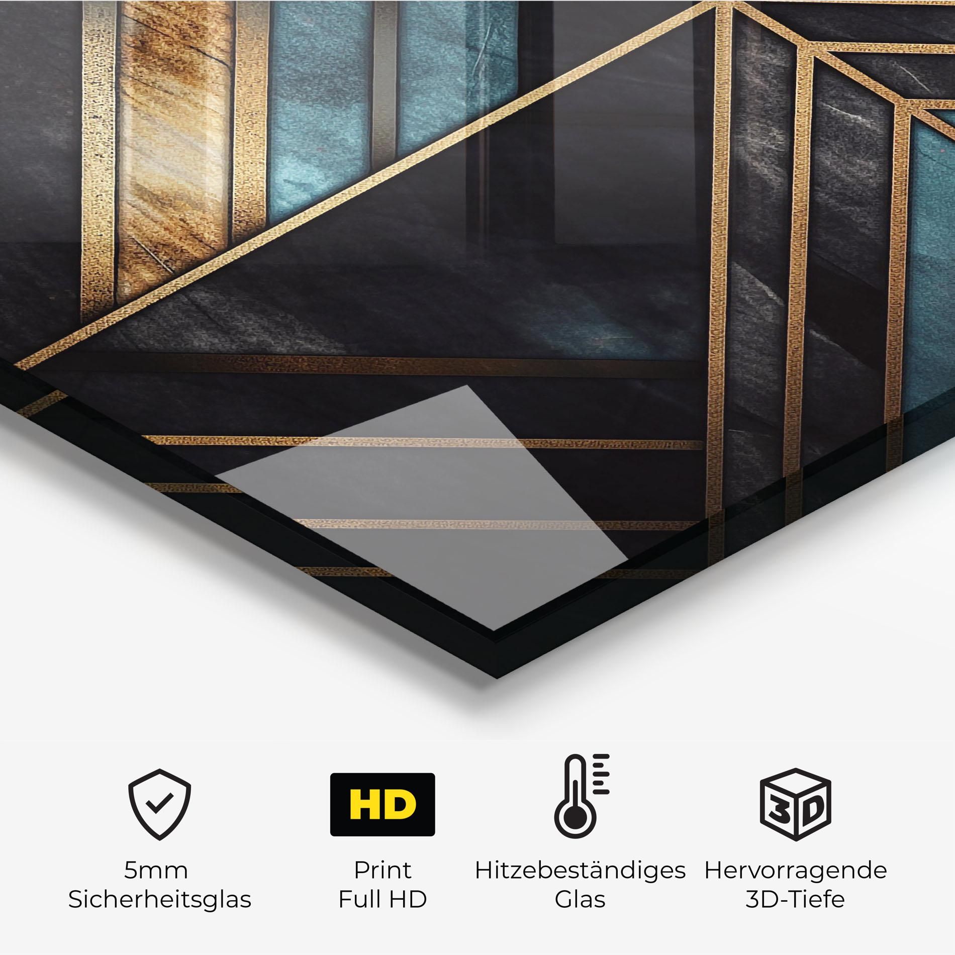 Gold Lines On Blue Painting mockup 2