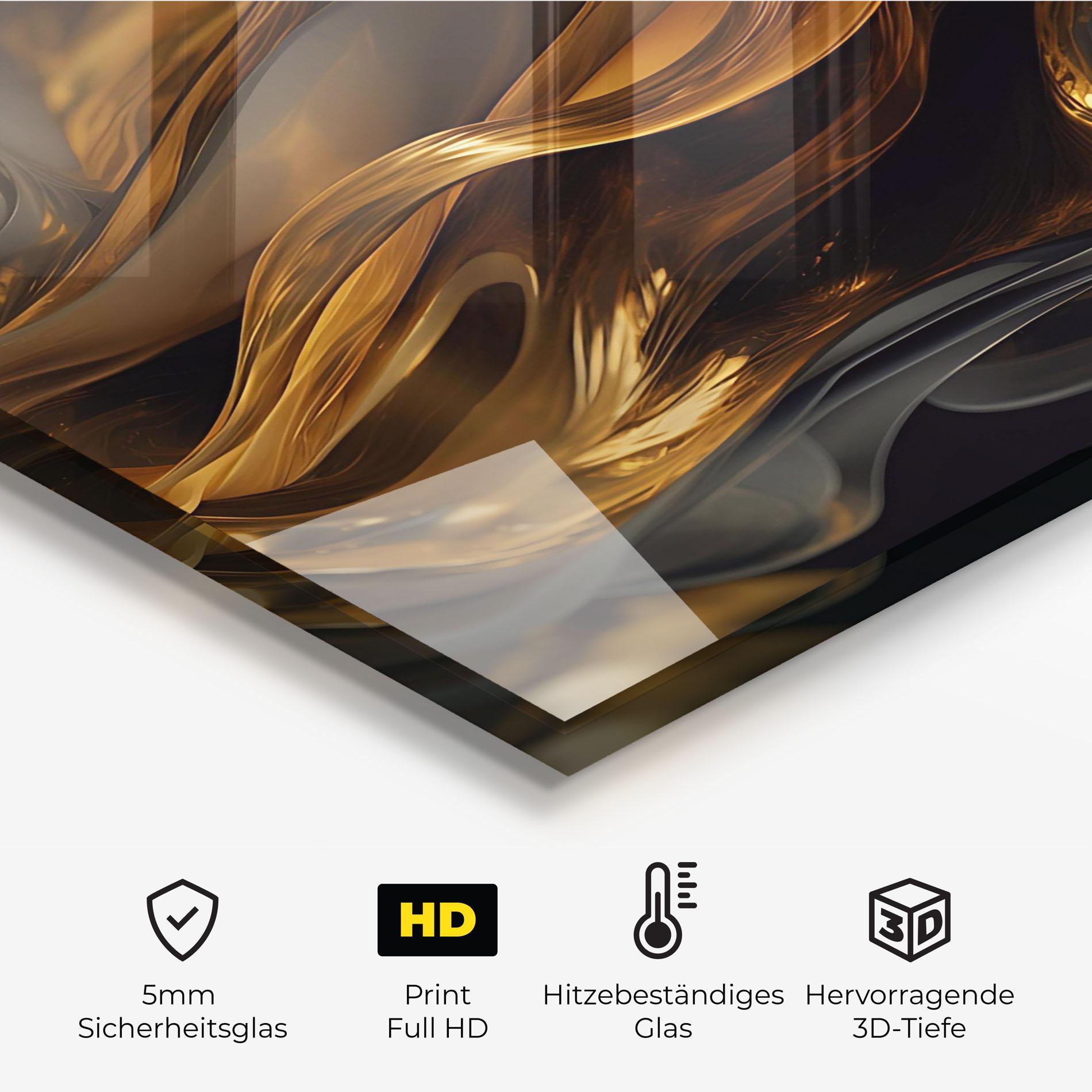 Küchenrückwand Glas Gold With Black Wave mockup 2