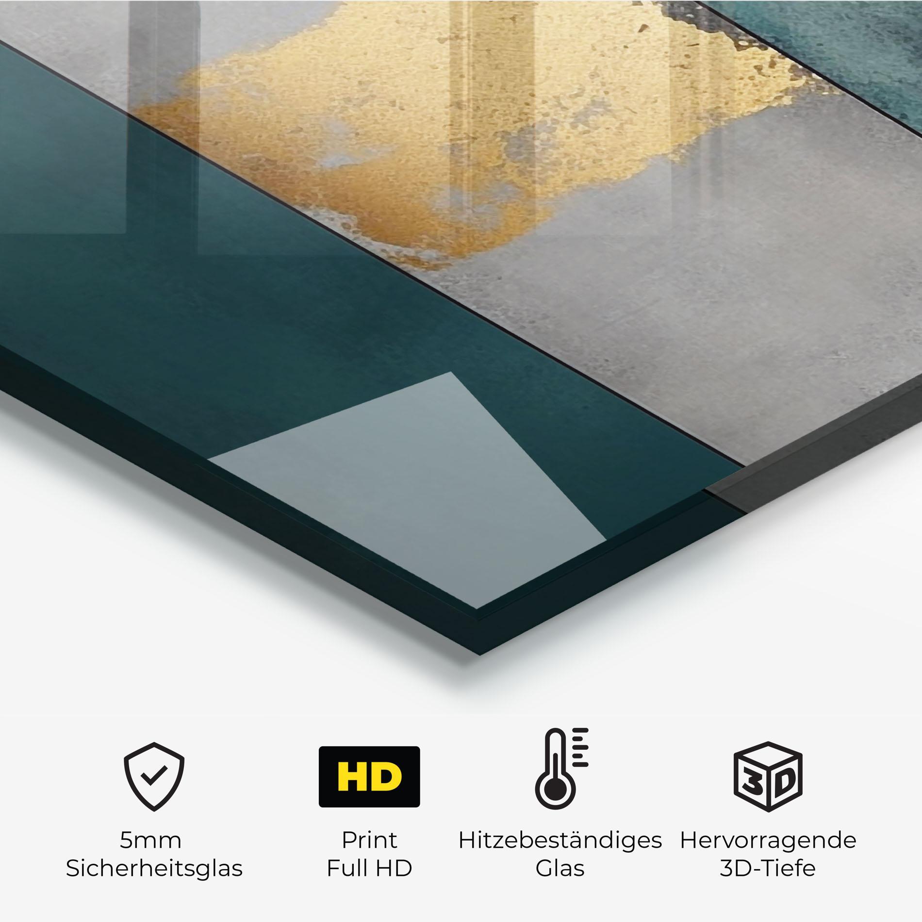 Küchenrückwand Glas Green Colors With Gold mockup 2