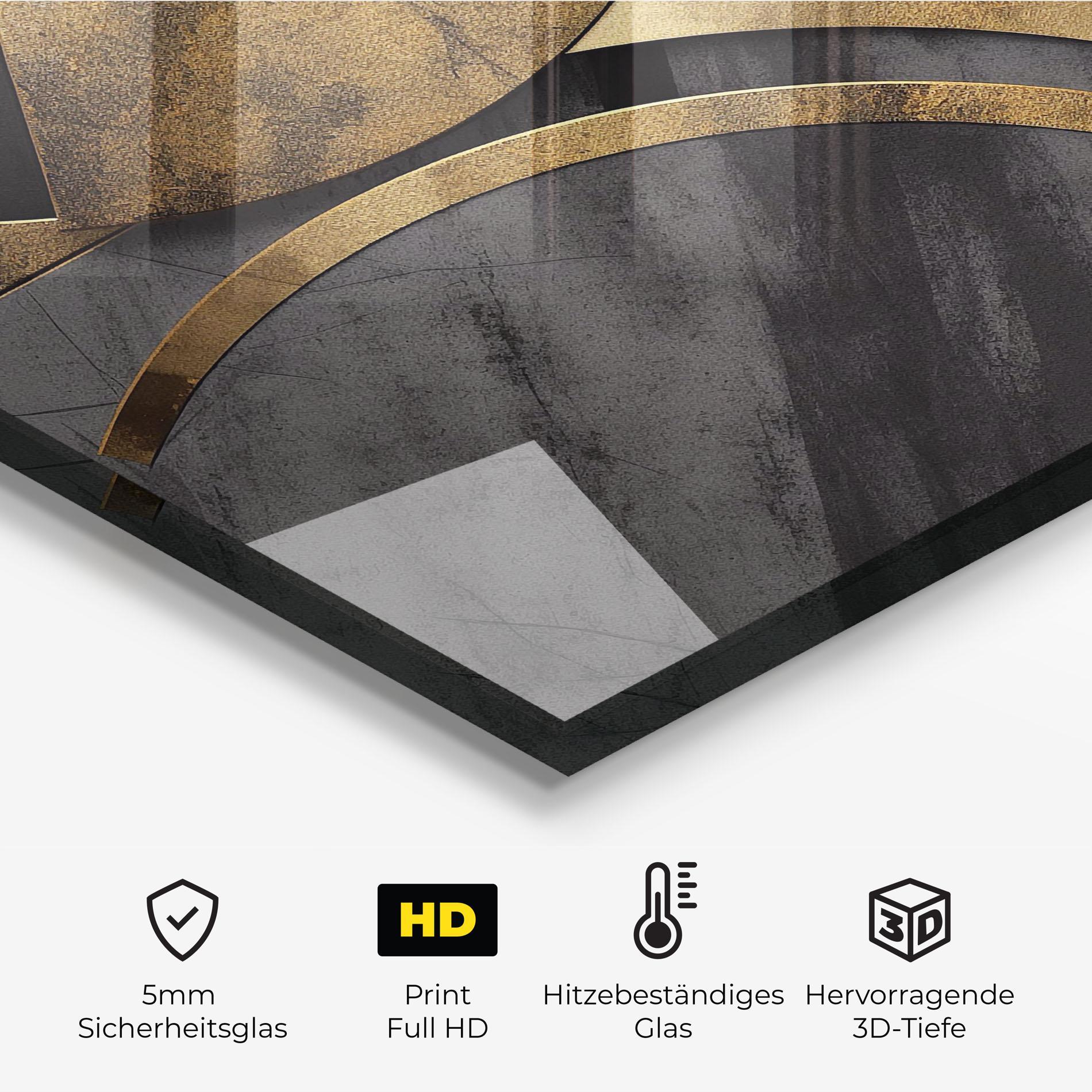 Küchenrückwand Glas Grey With Gold Painting mockup 2