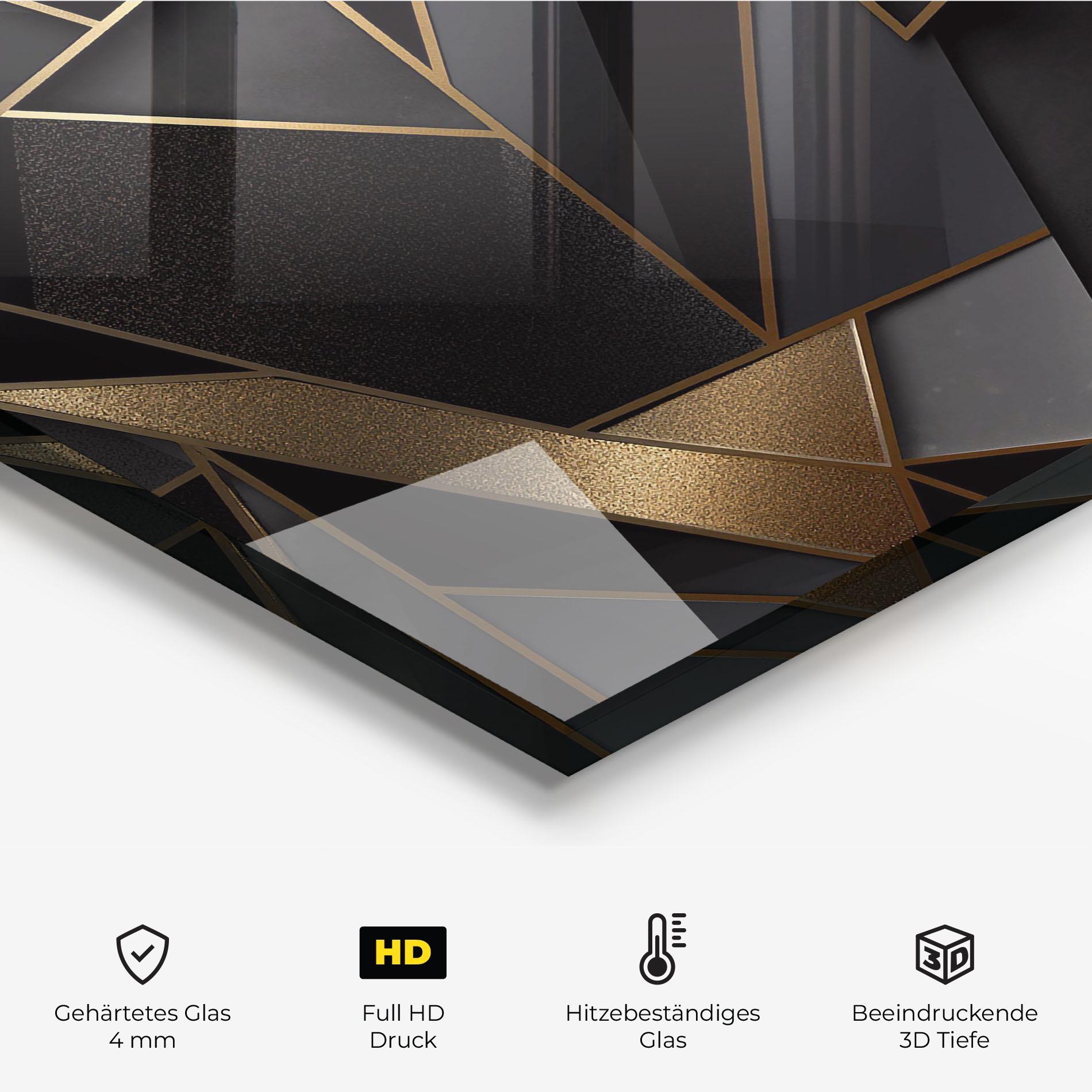 Küchenrückwand Glas Abstract Golden Art mockup 2