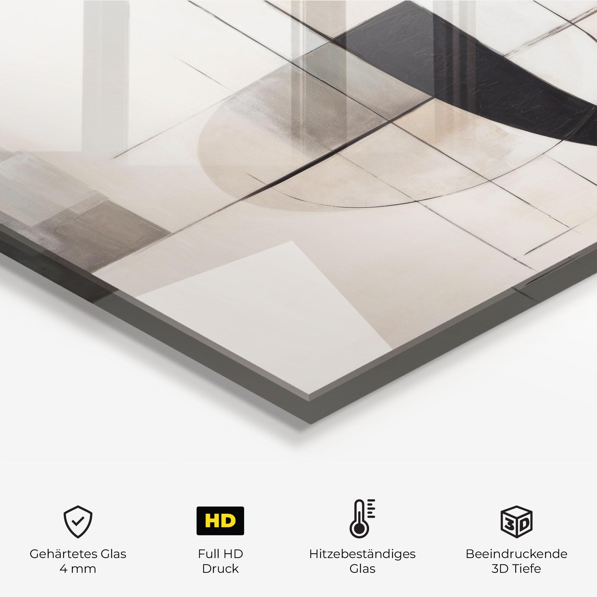 Küchenrückwand Glas Black Abstract Lines mockup 2