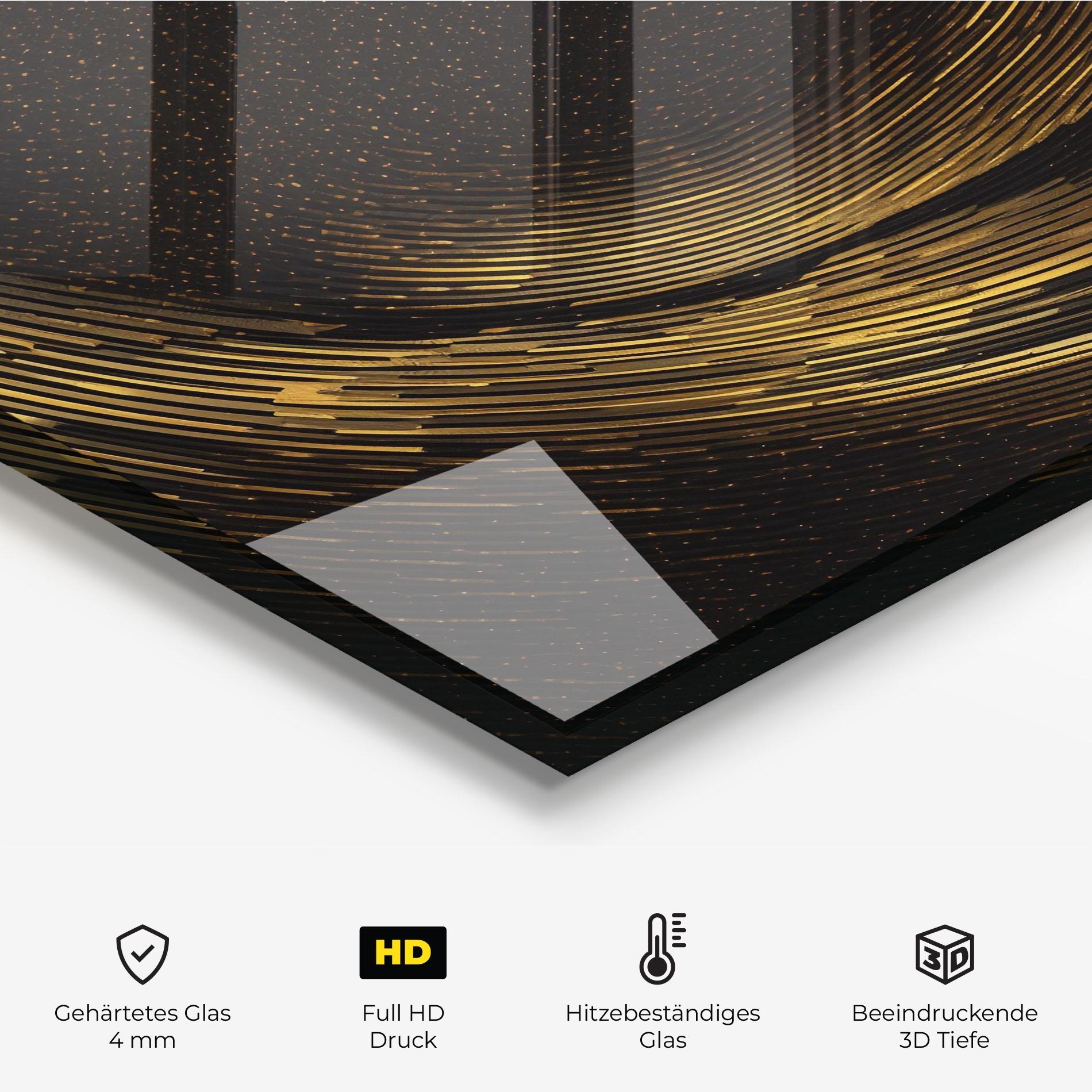 Küchenrückwand Glas Black Painting With Gold mockup 2