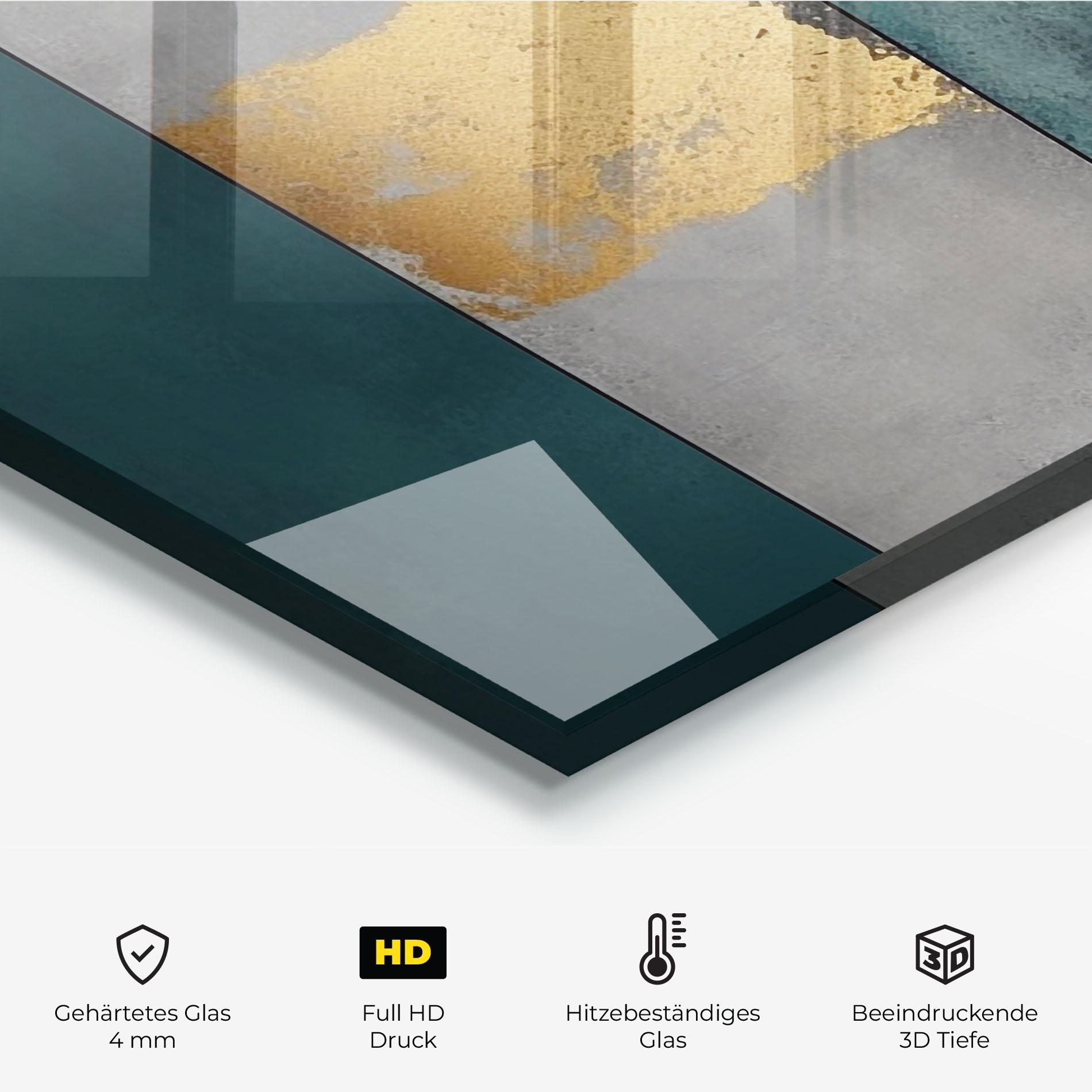 Küchenrückwand Glas Green Colors With Gold mockup 2