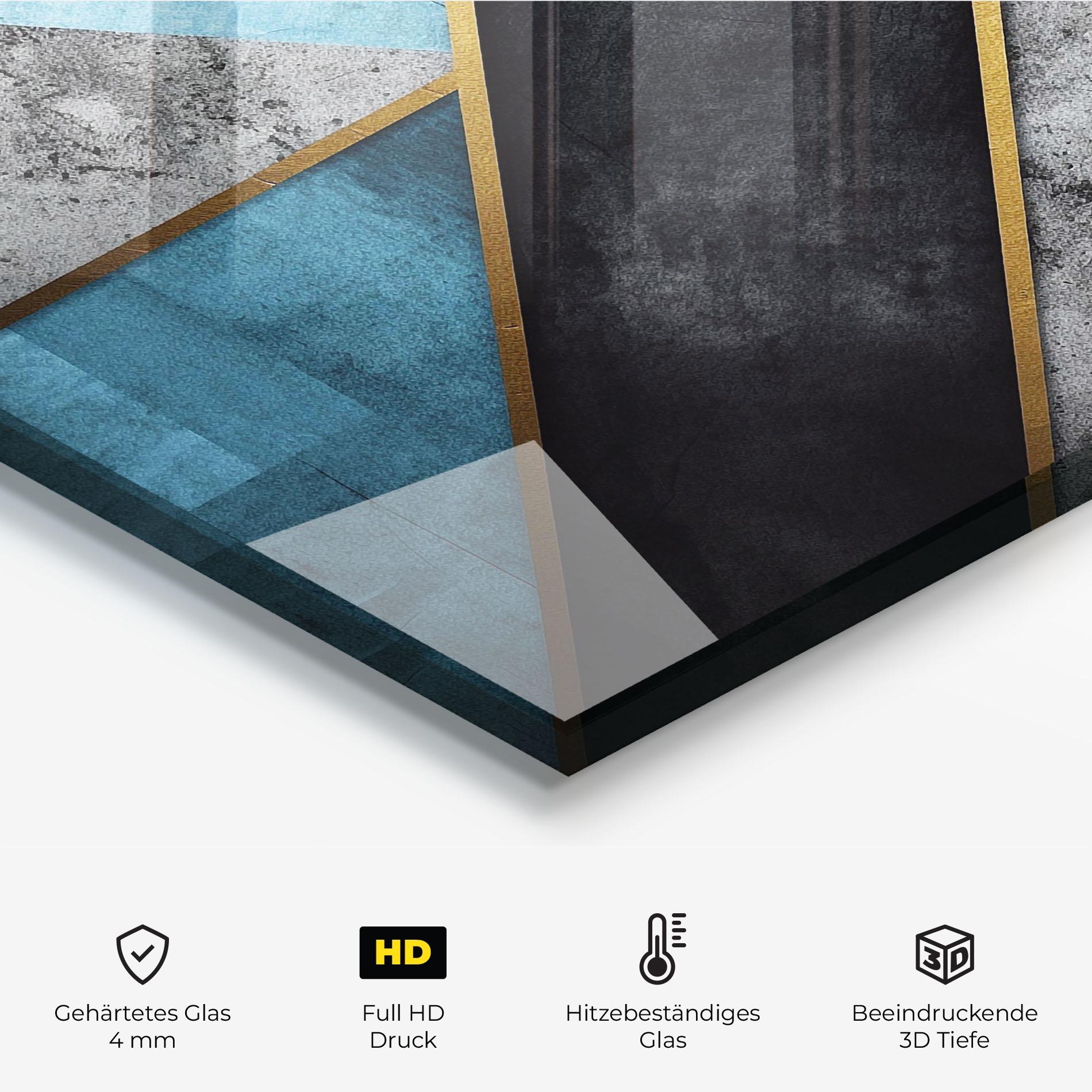 Küchenrückwand Glas Grey With Blue Painting mockup 2