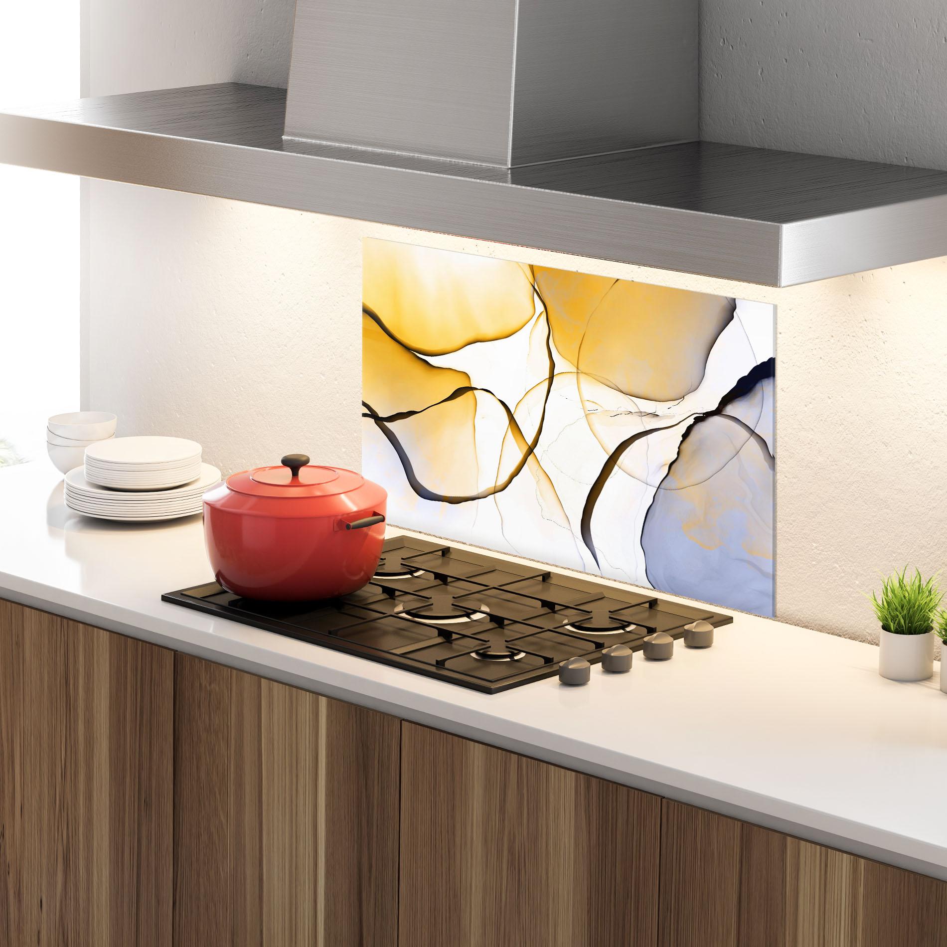 Küchenrückwand Glas Abstract Alcohol Ink mockup 4