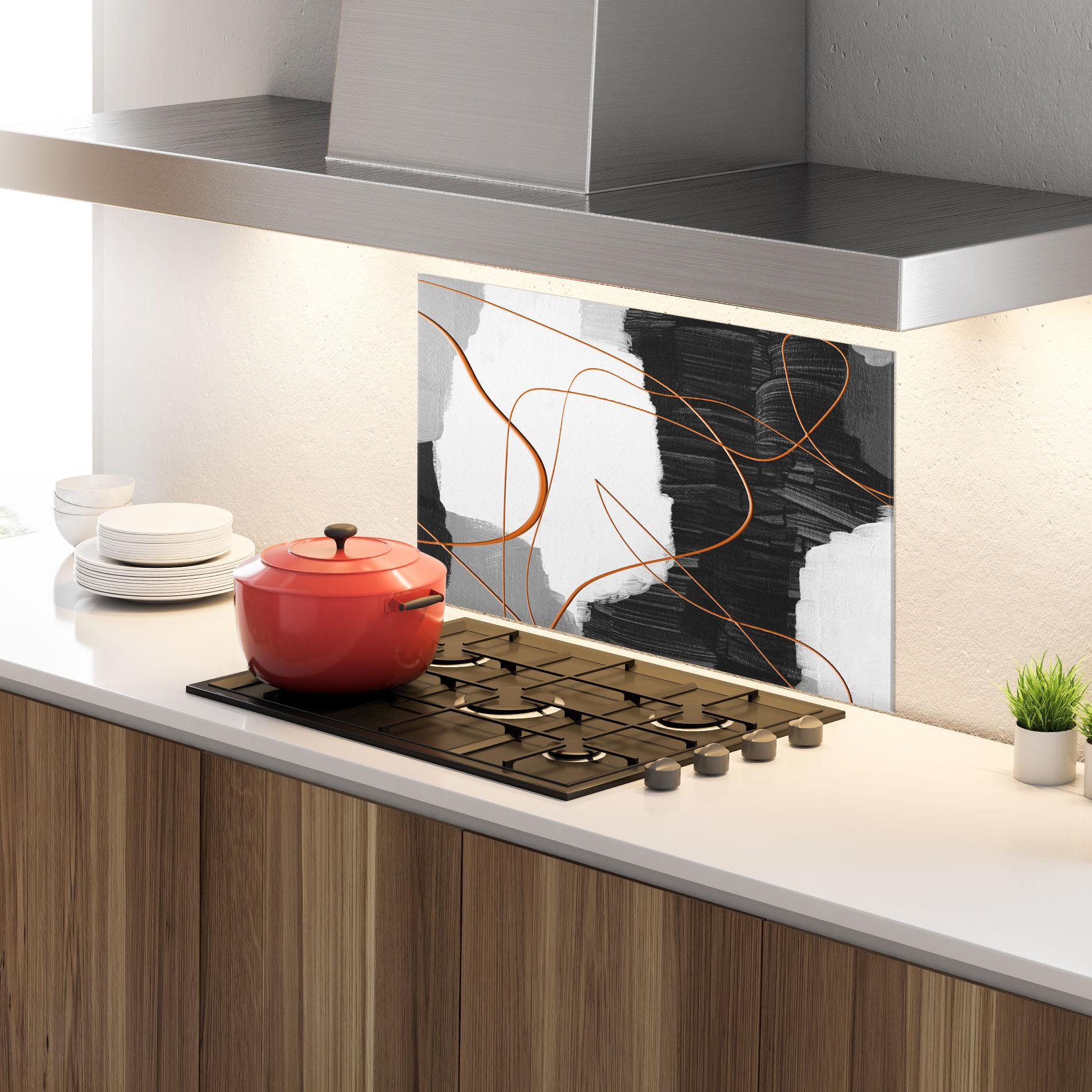 Küchenrückwand Glas Abstract Ink Painting mockup 4