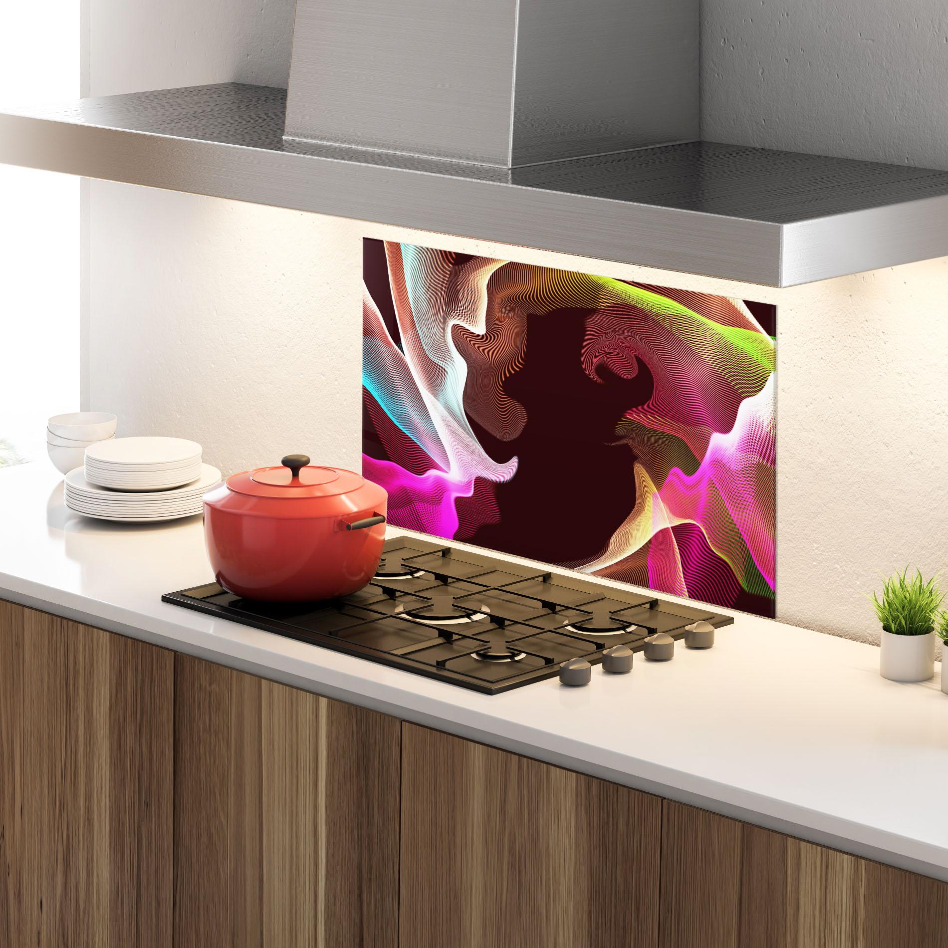 Küchenrückwand Glas Abstract Wave Effect mockup 4