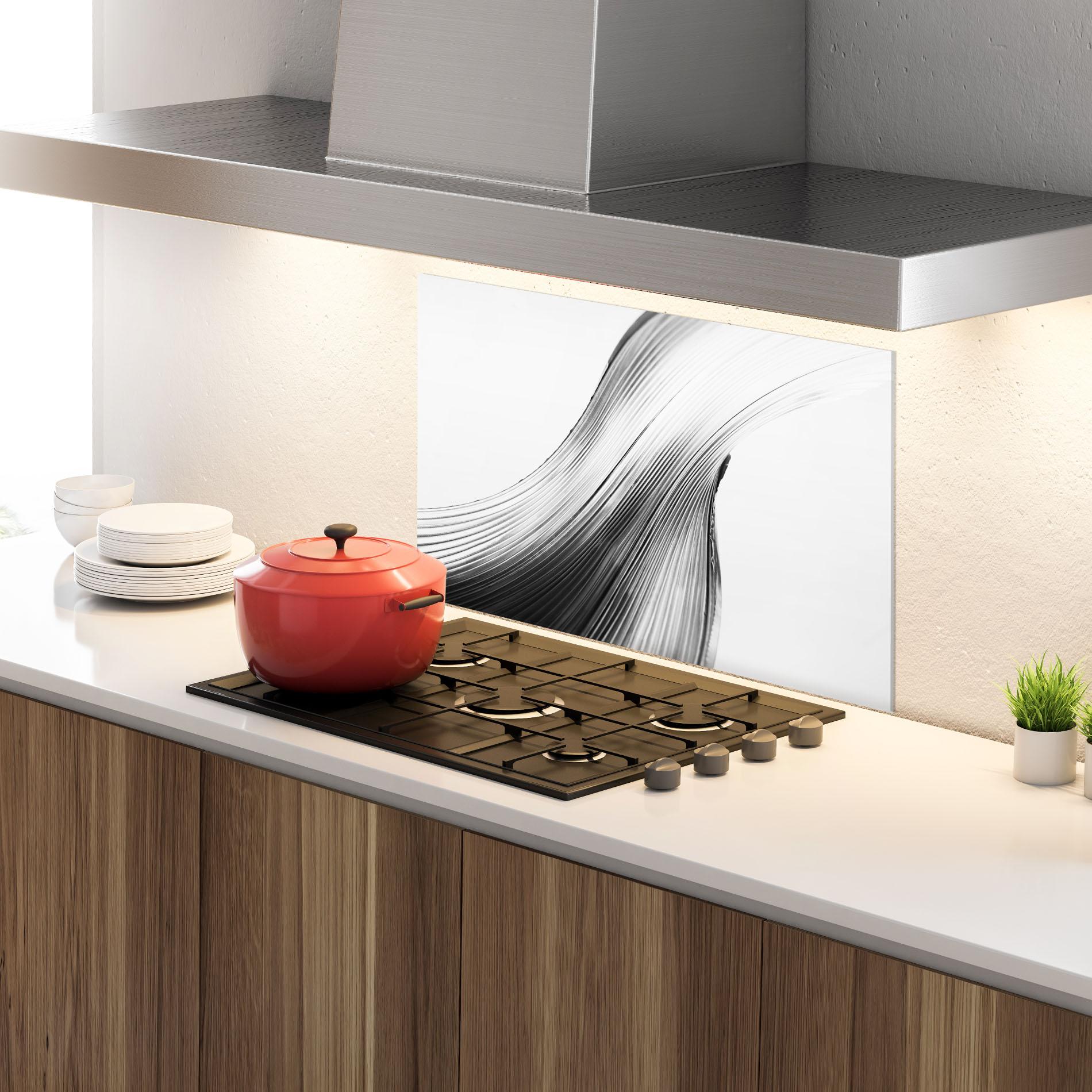 Küchenrückwand Glas Monochrome Wave mockup 4