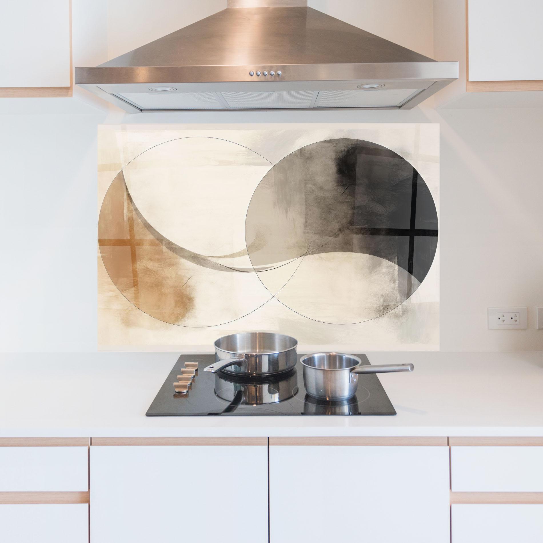 Küchenrückwand Glas Abstract Circle Painting mockup 5