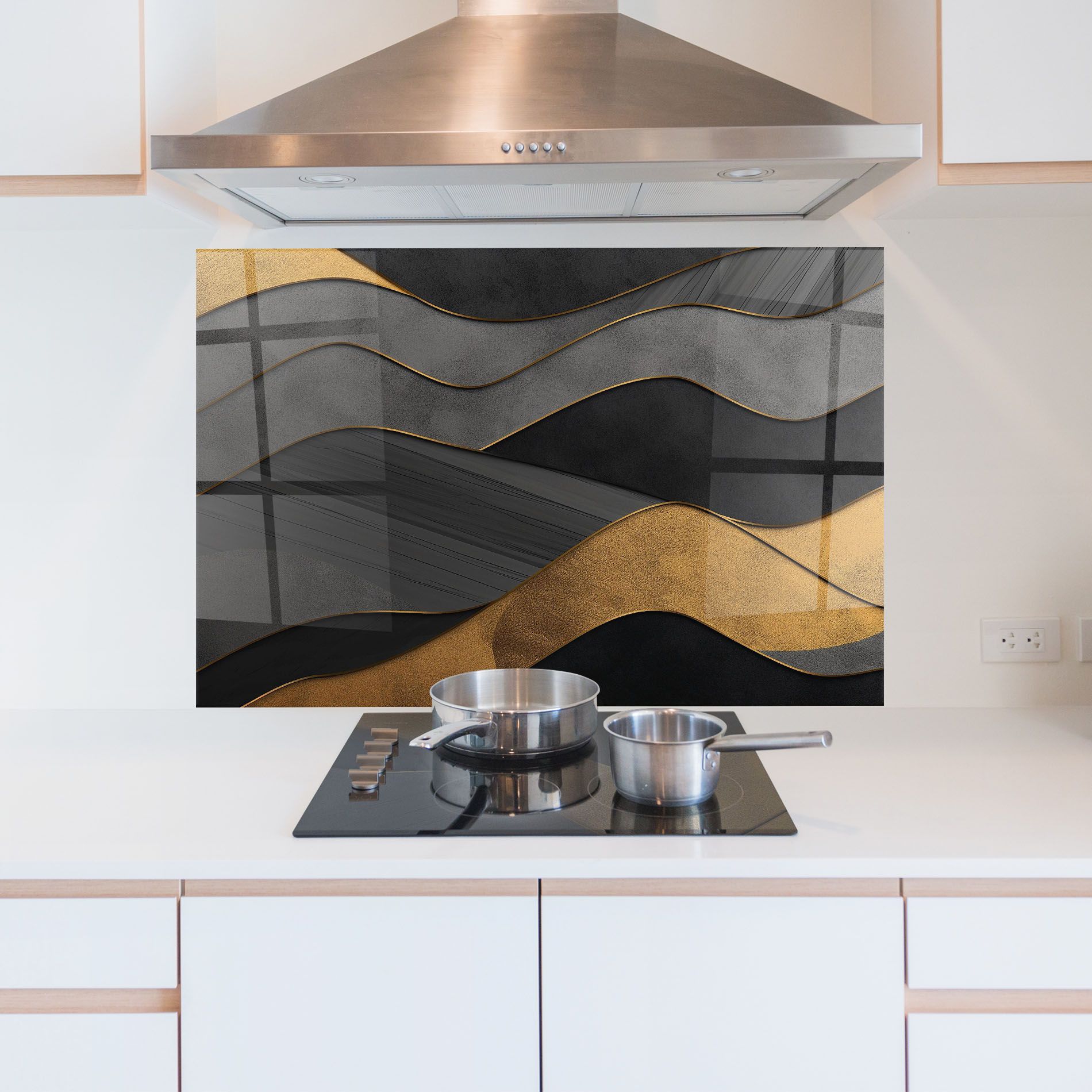 Abstract Gold And Grey Waves mockup 5