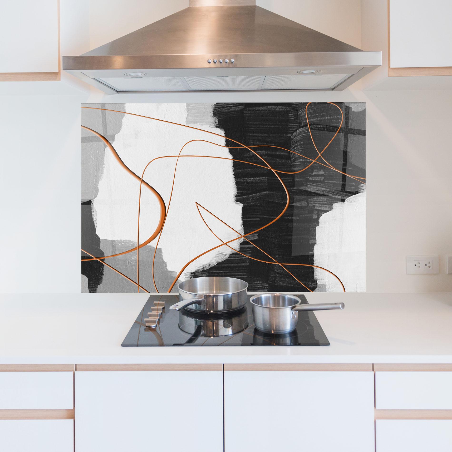 Küchenrückwand Glas Abstract Ink Painting mockup 5