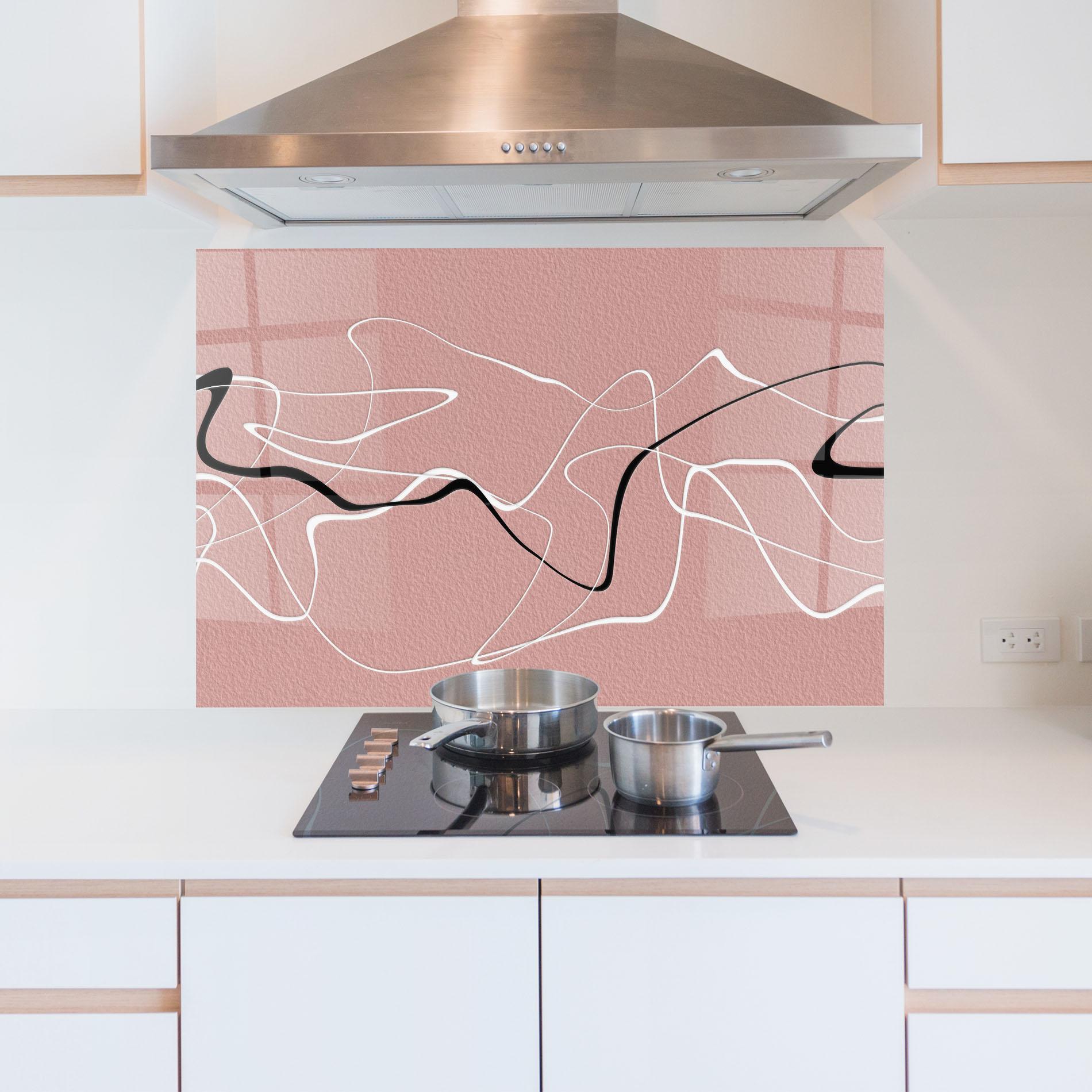 Küchenrückwand Glas Abstract Pink Painting mockup 5